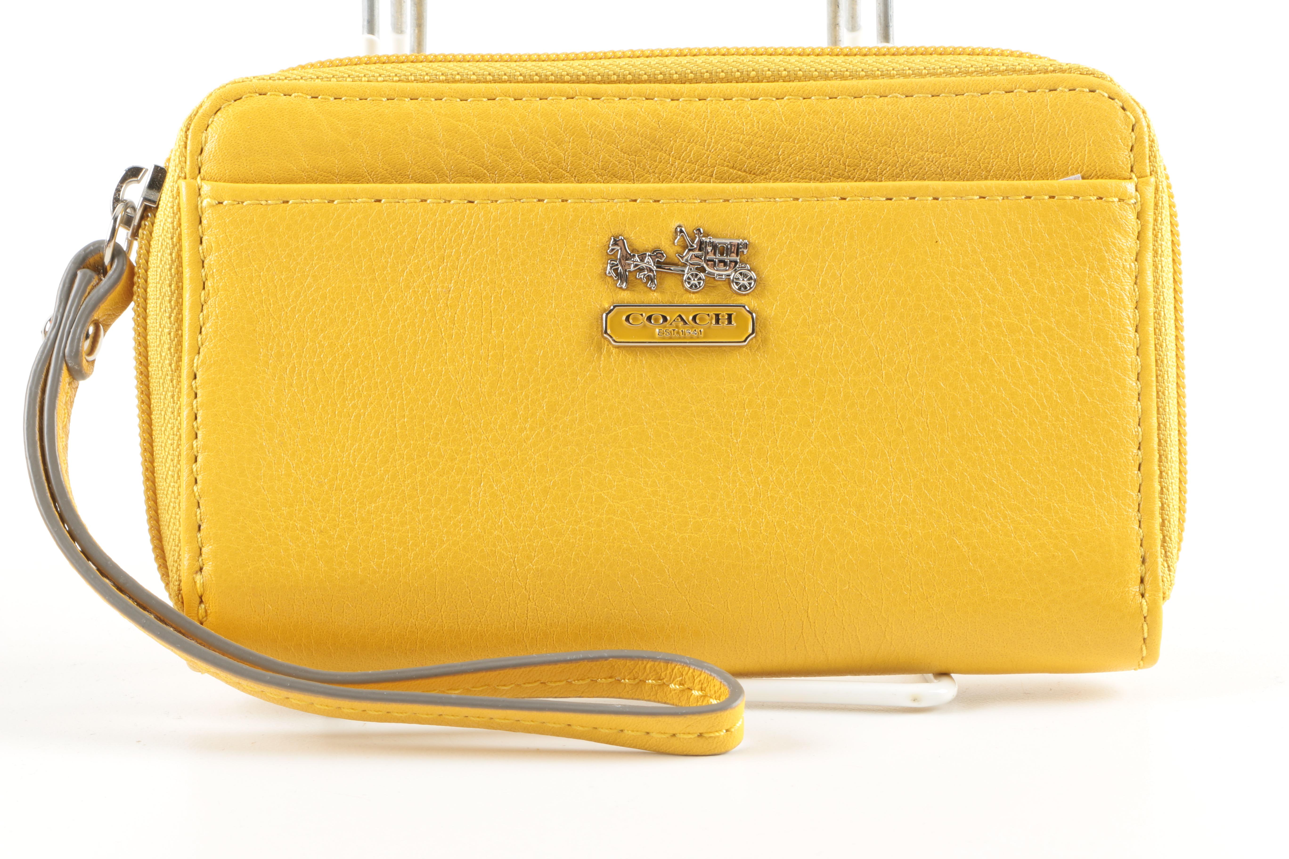 Coach Madison Yellow Universal Case and Madison L-Zip Small Embossed Python Wristlet