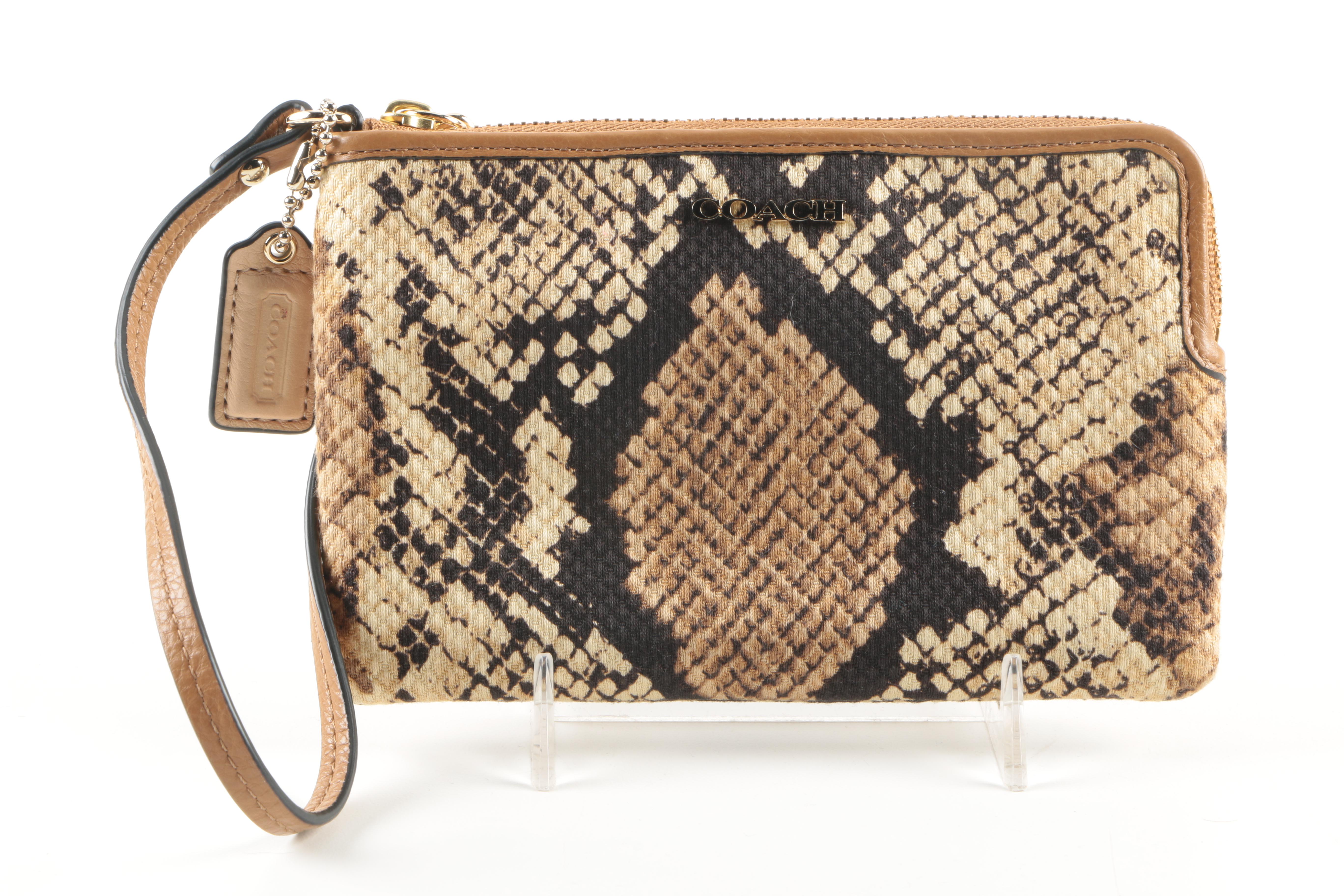 Coach Madison Yellow Universal Case and Madison L-Zip Small Embossed Python Wristlet