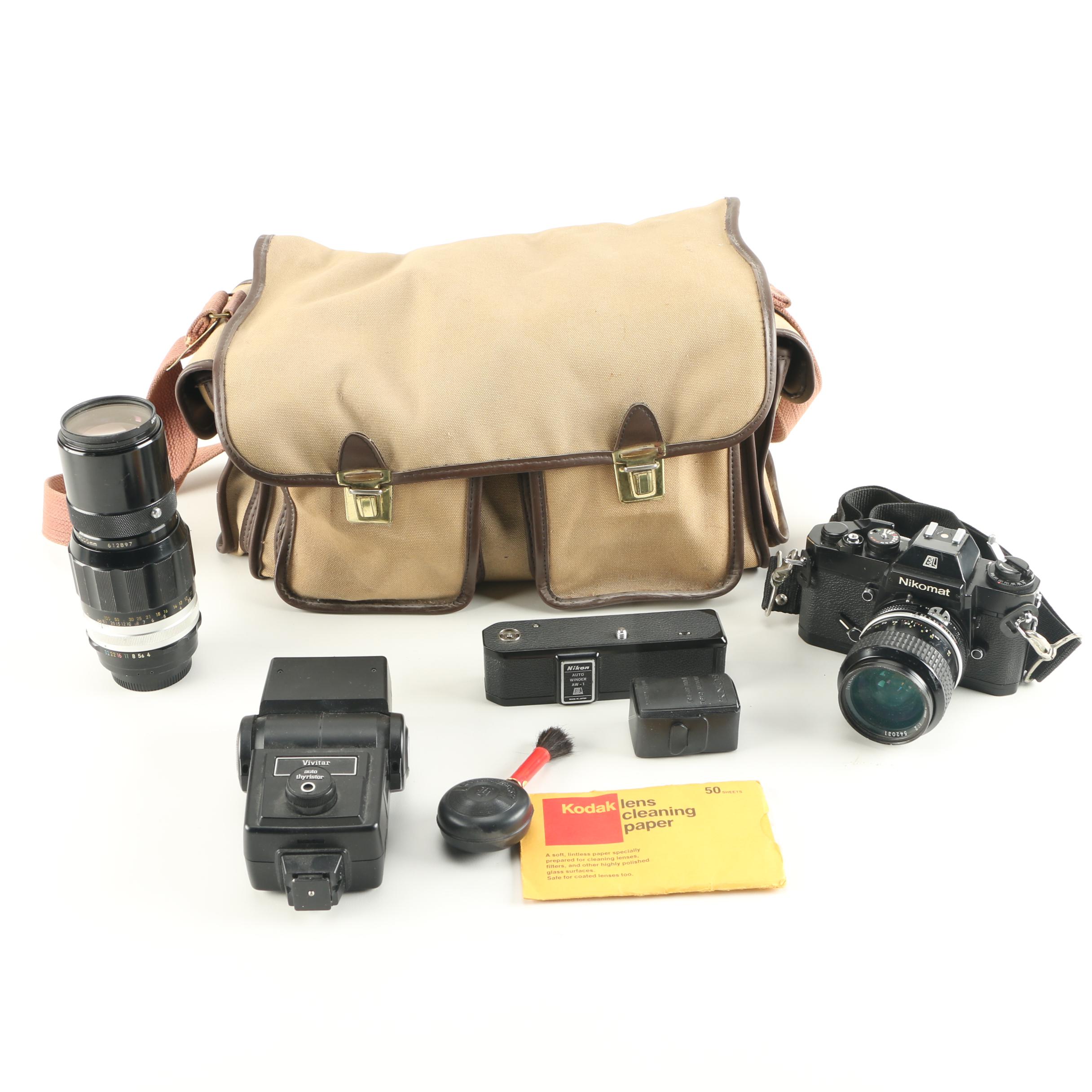1970s Nikon Nikomat EL Camera with Accessories
