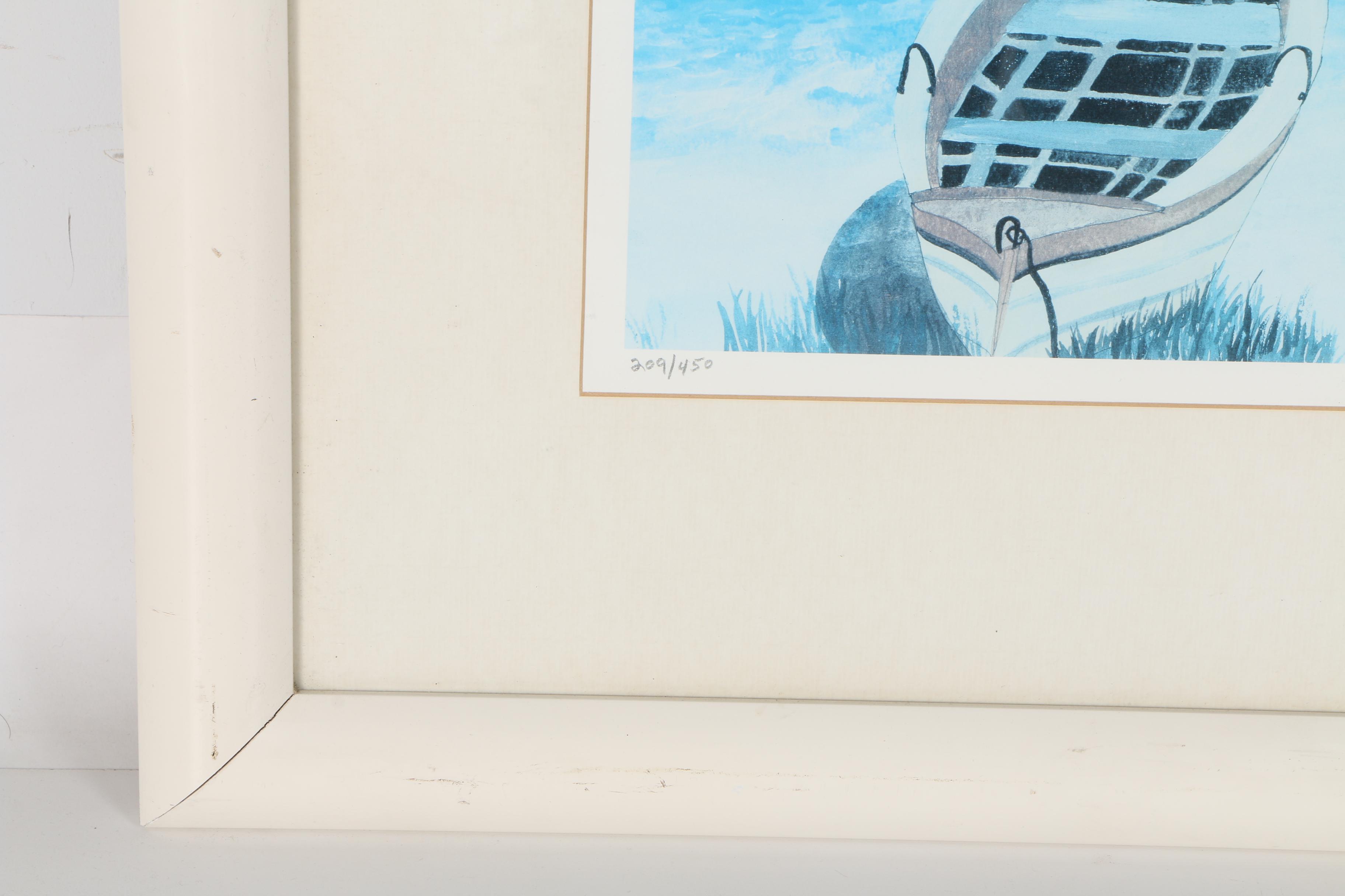 Eileen Seitz Limited Edition Offset Lithograph on Paper "Boats on the Beach"