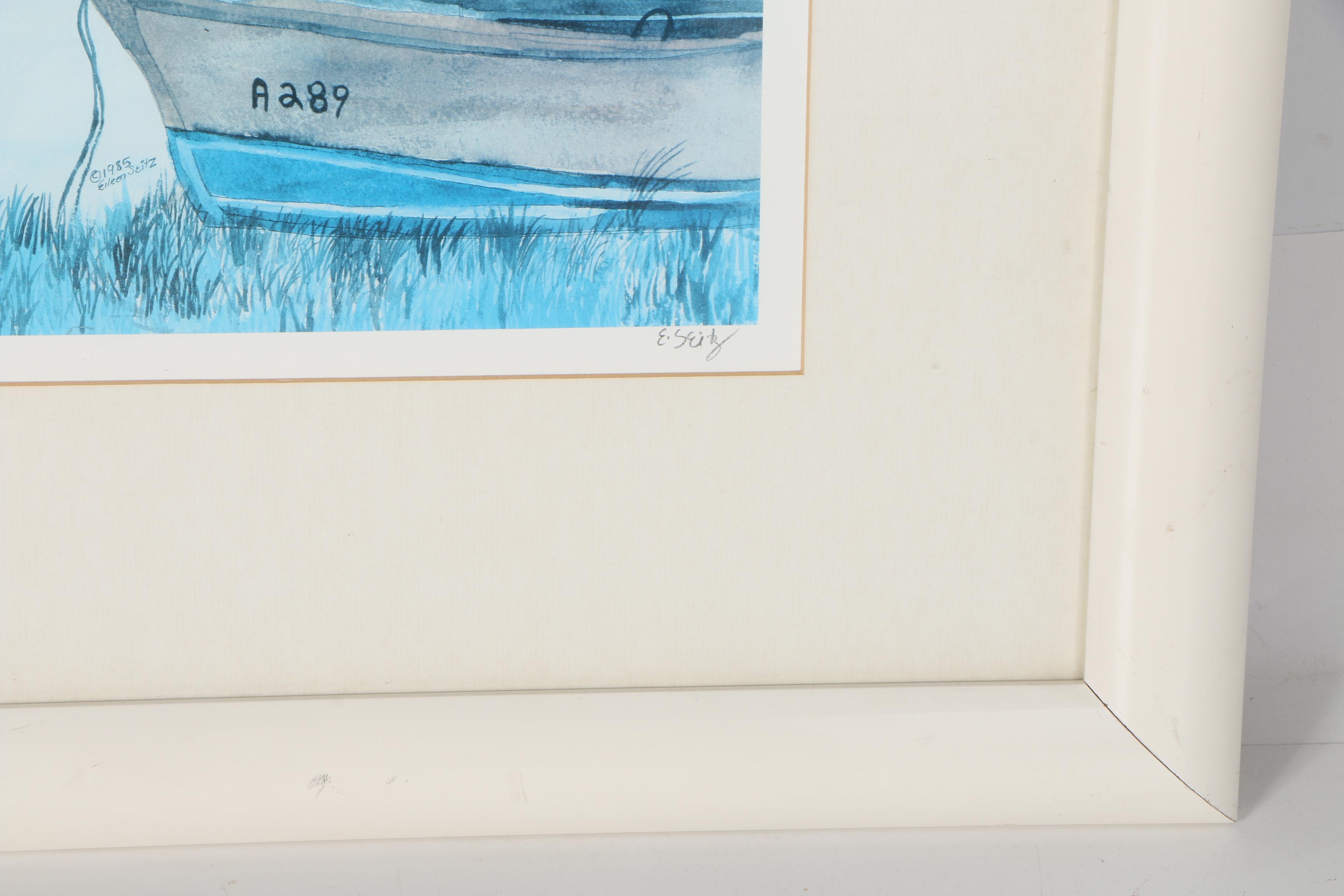 Eileen Seitz Limited Edition Offset Lithograph on Paper "Boats on the Beach"