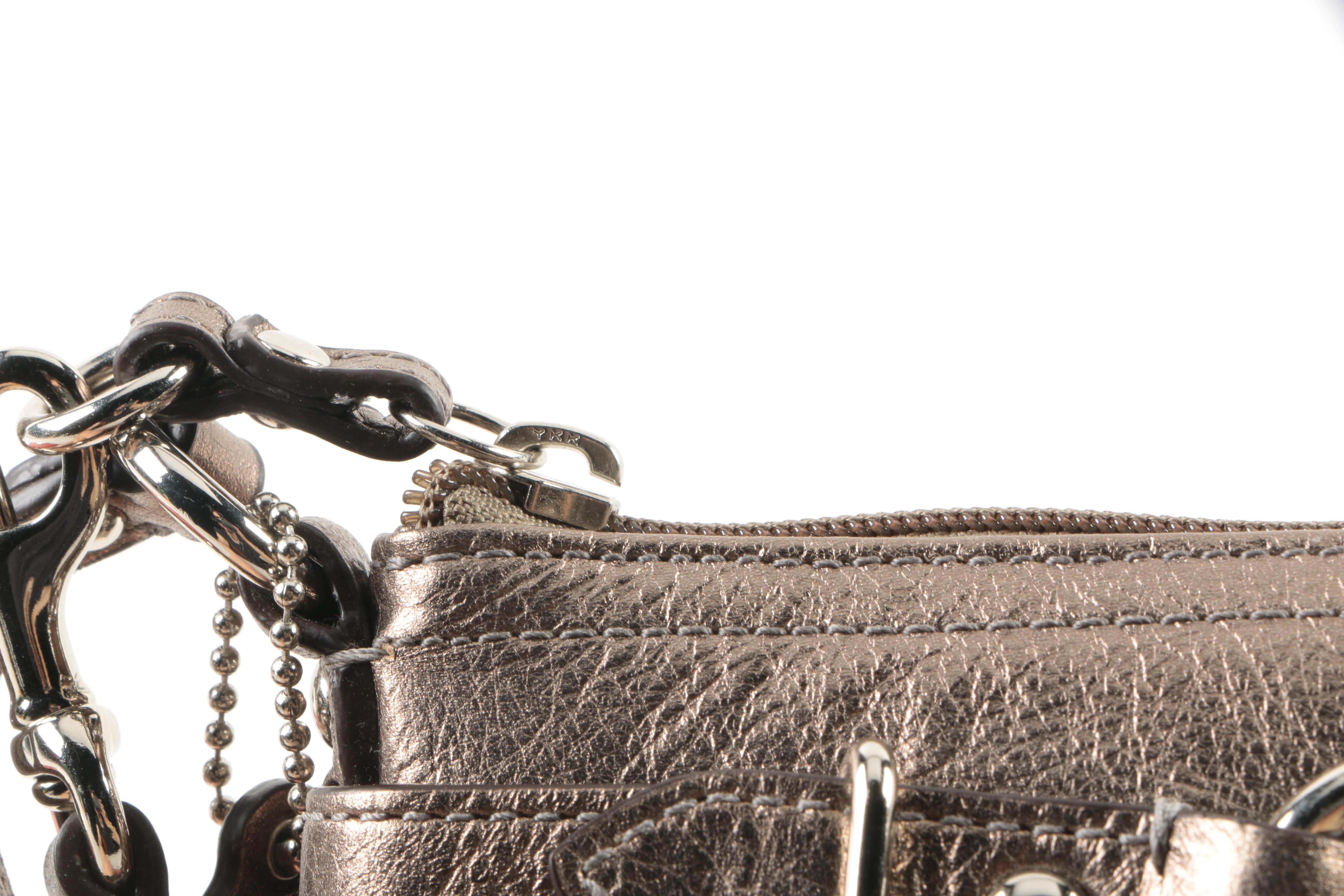 Coach Pewter Convertible Clutch and Coral Wallets