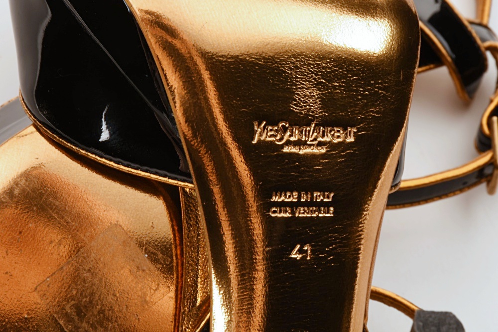 YSL Black Patent Leather Peep Toe Heels