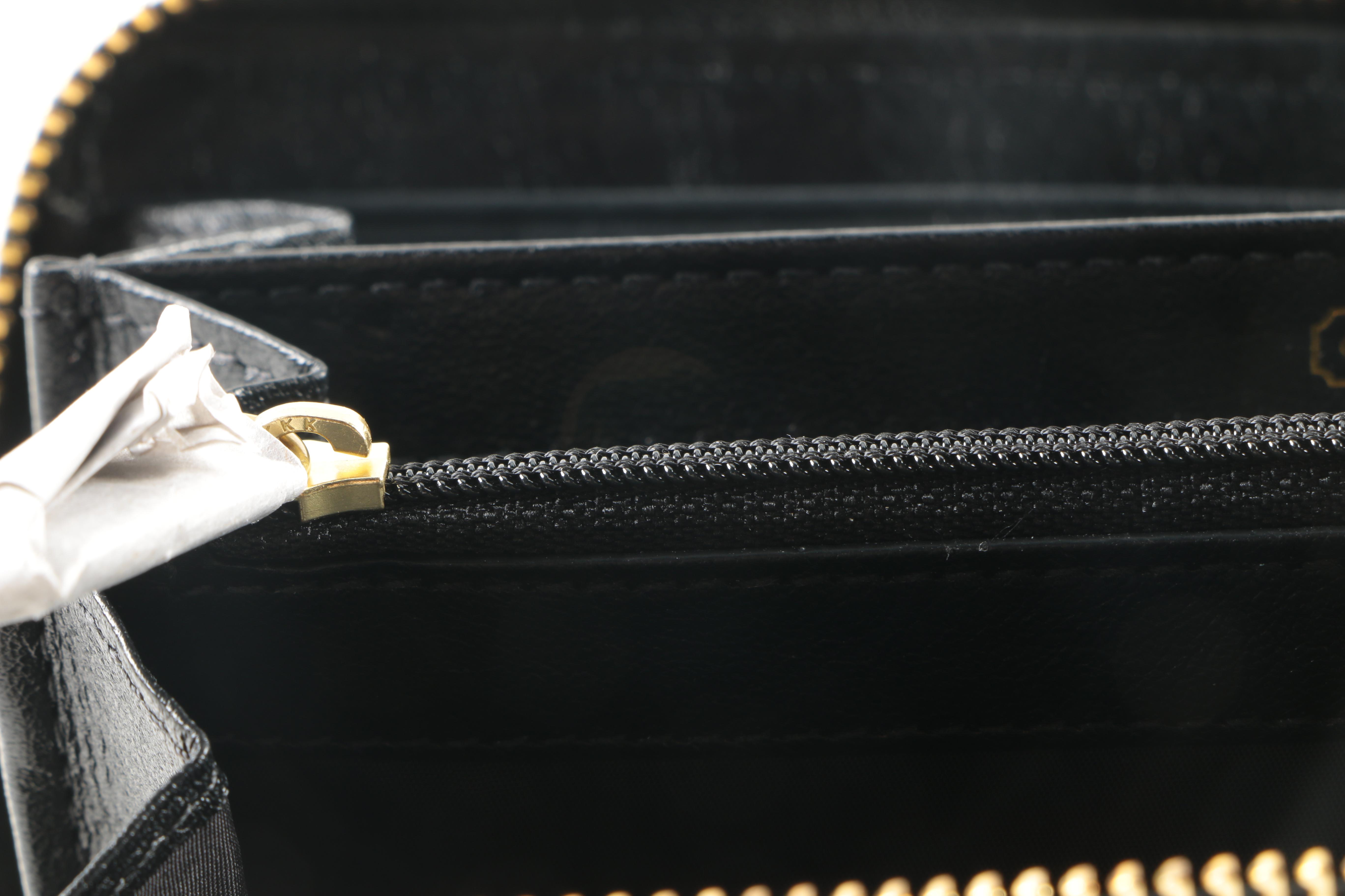 Coach Black Rouched Leather Wristlet and Zippered Wallet