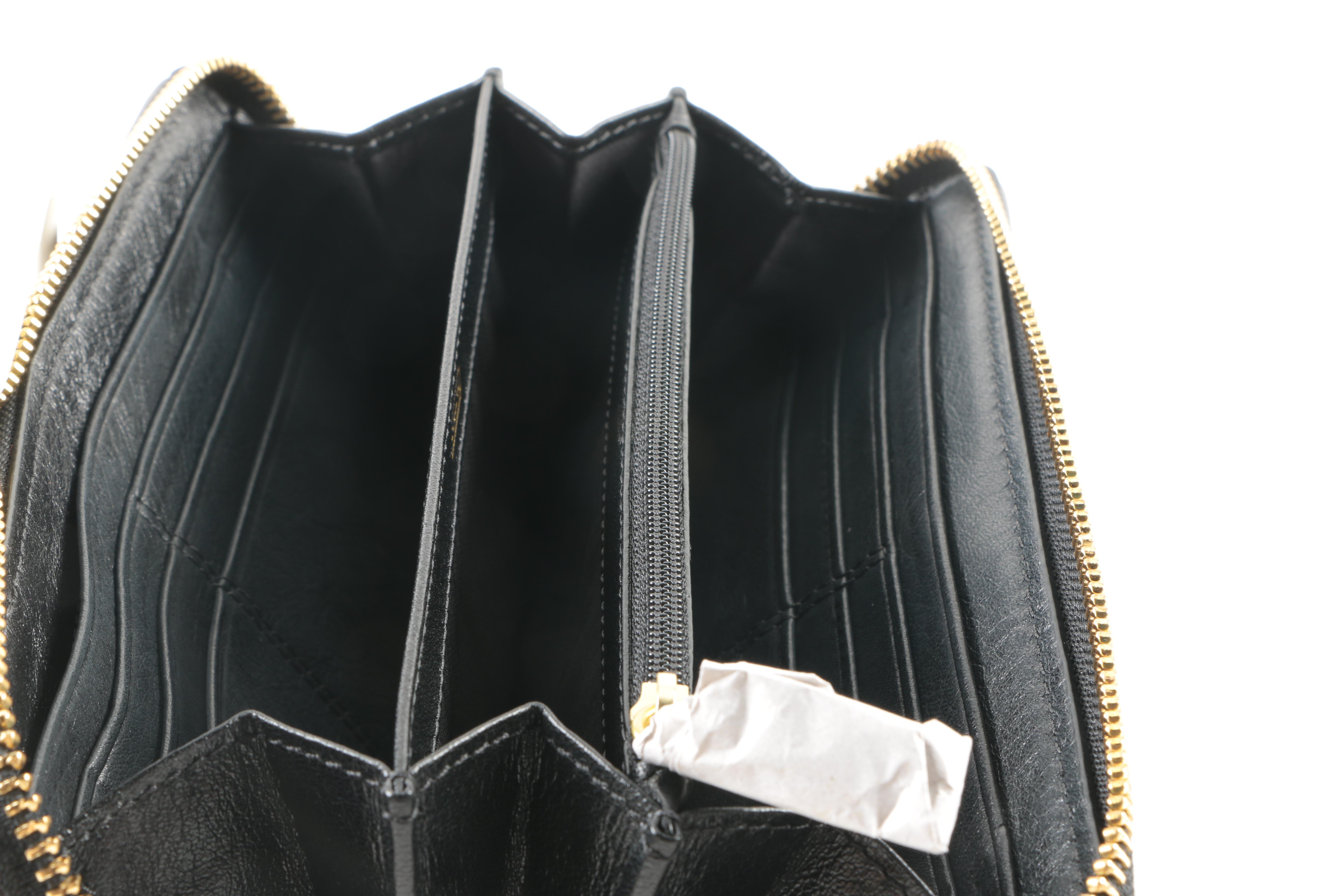 Coach Black Rouched Leather Wristlet and Zippered Wallet