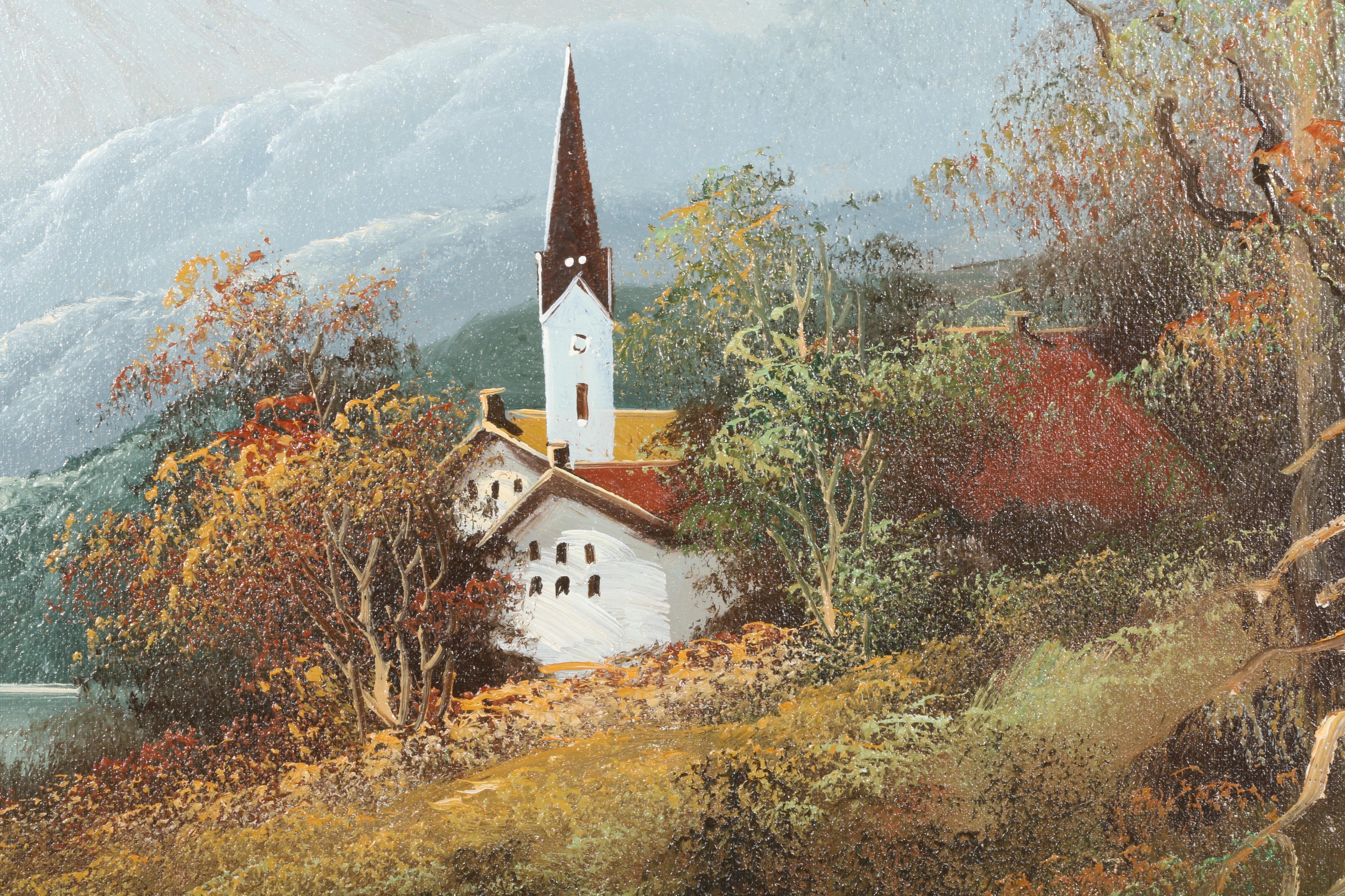 F. Swatsley Oil Painting on Canvas of Mountain Lakes