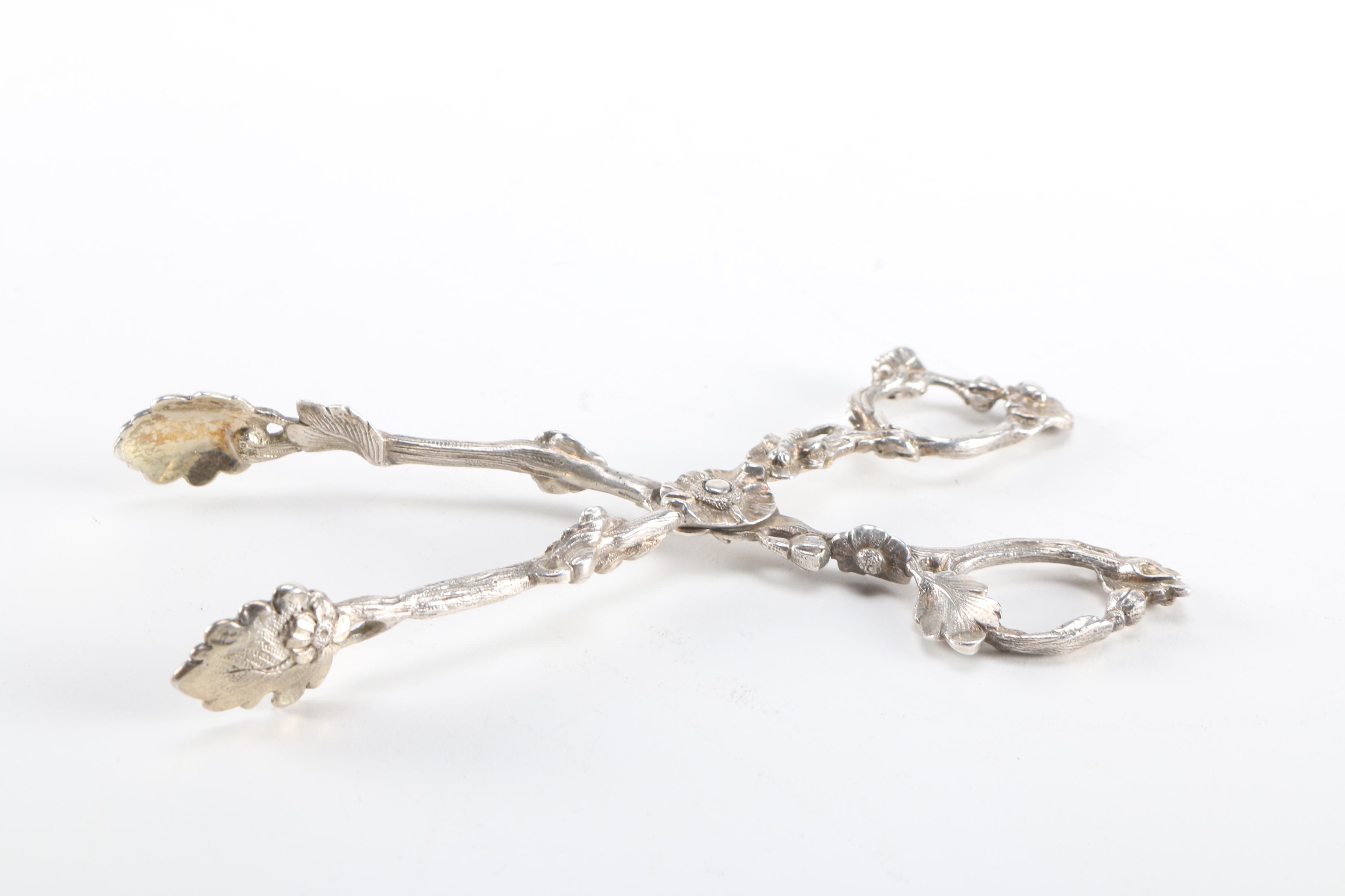 Ornate Floral Stainless Steel Tongs