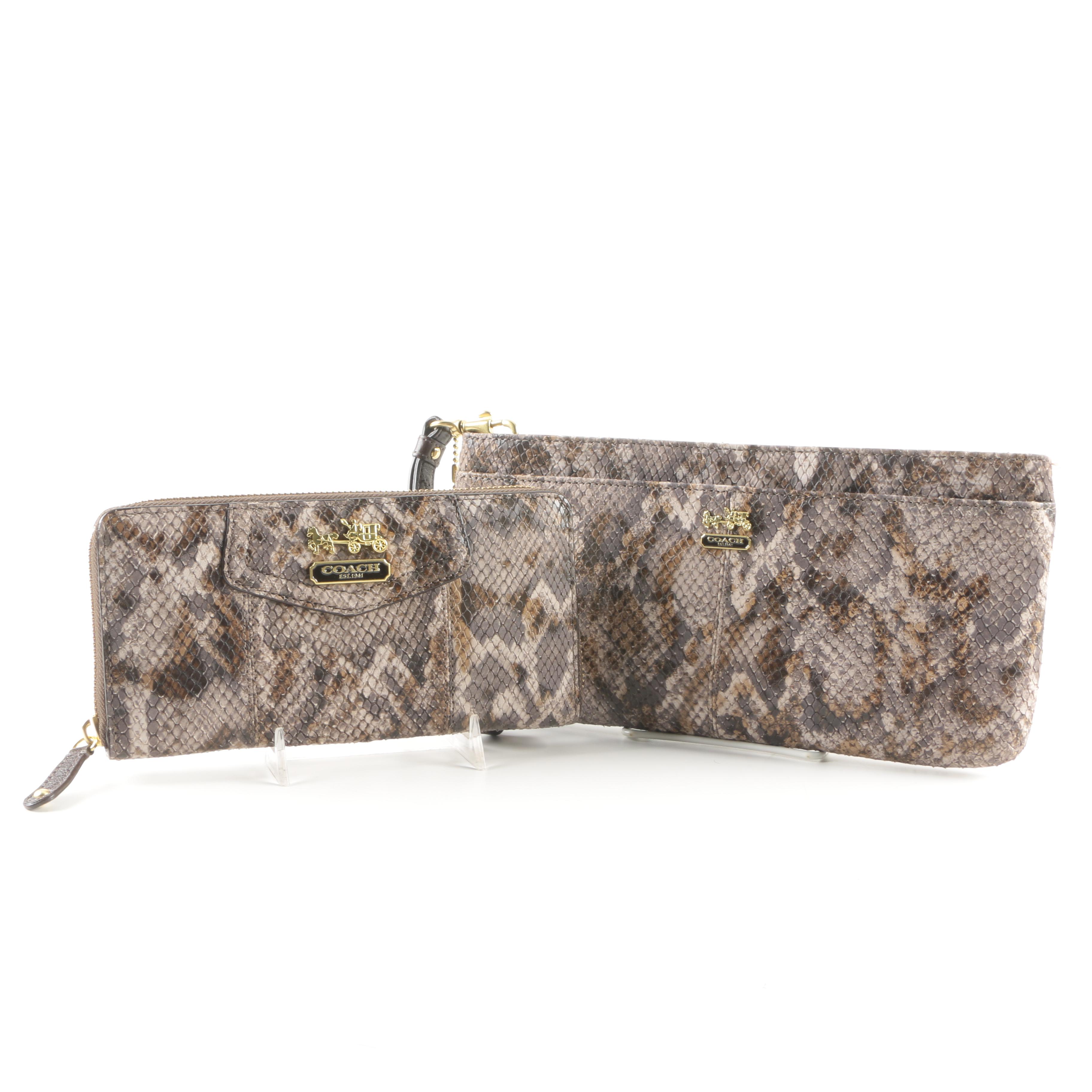 Coach Embossed Python Wristlet and Wallet