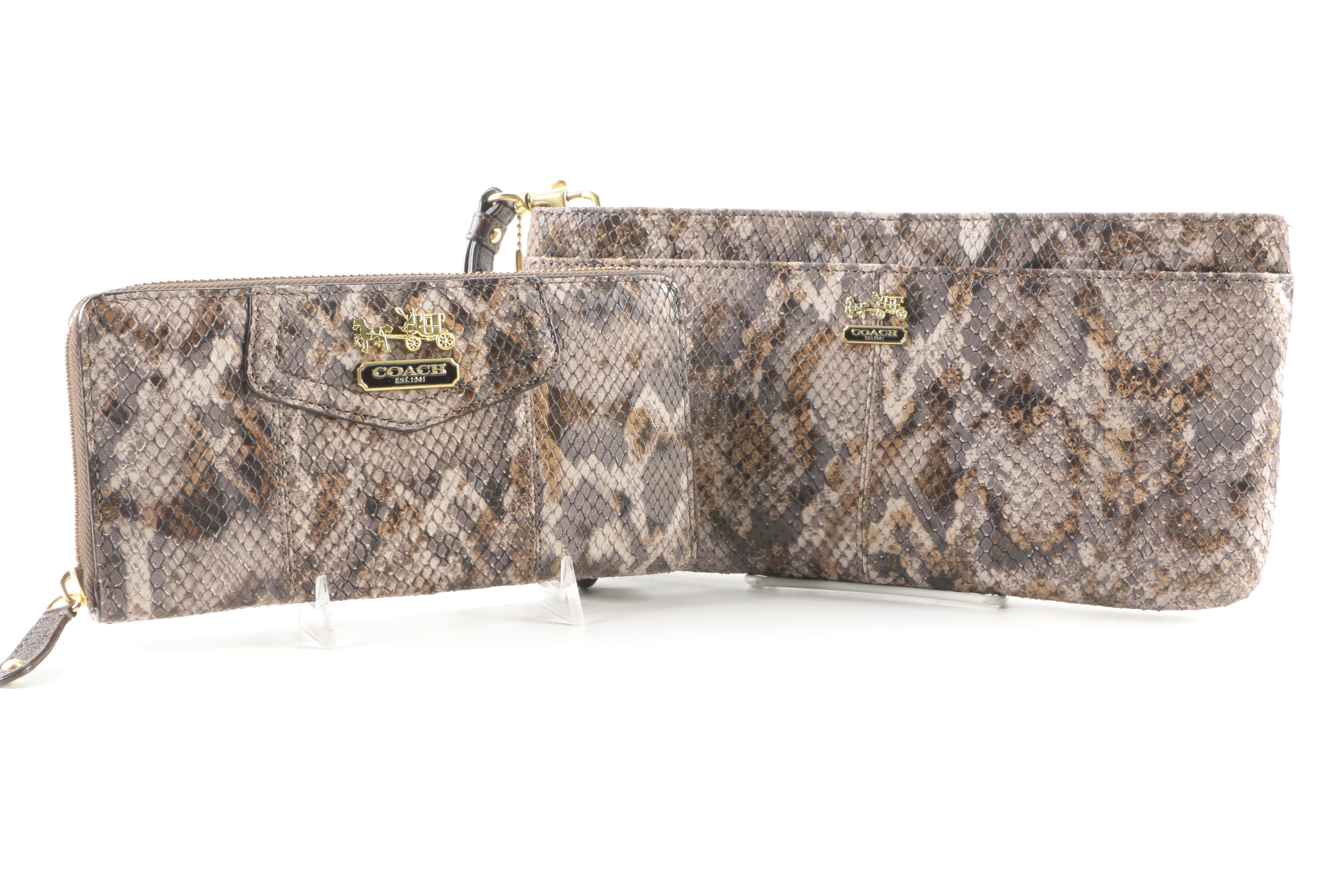 Coach Embossed Python Wristlet and Wallet