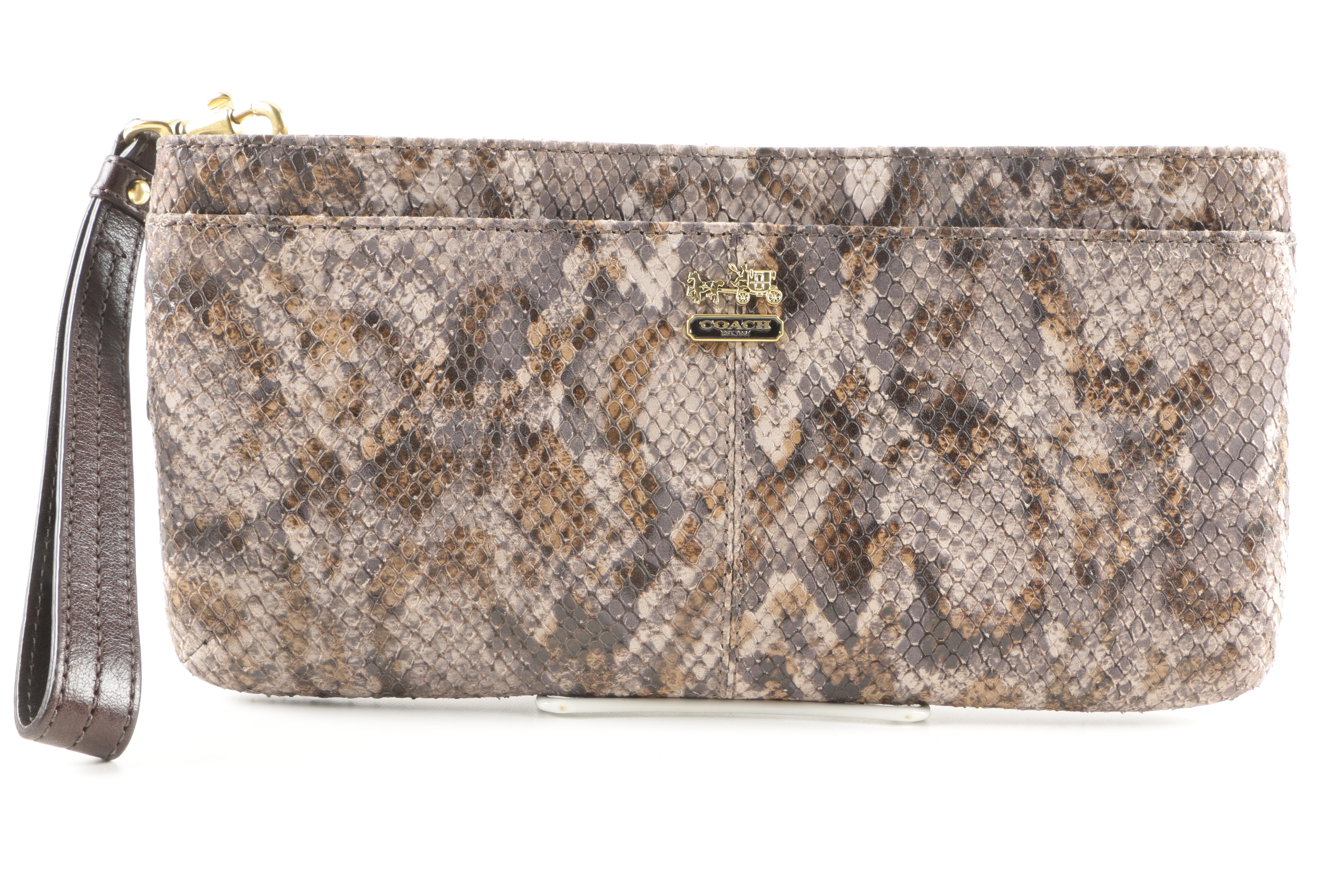 Coach Embossed Python Wristlet and Wallet