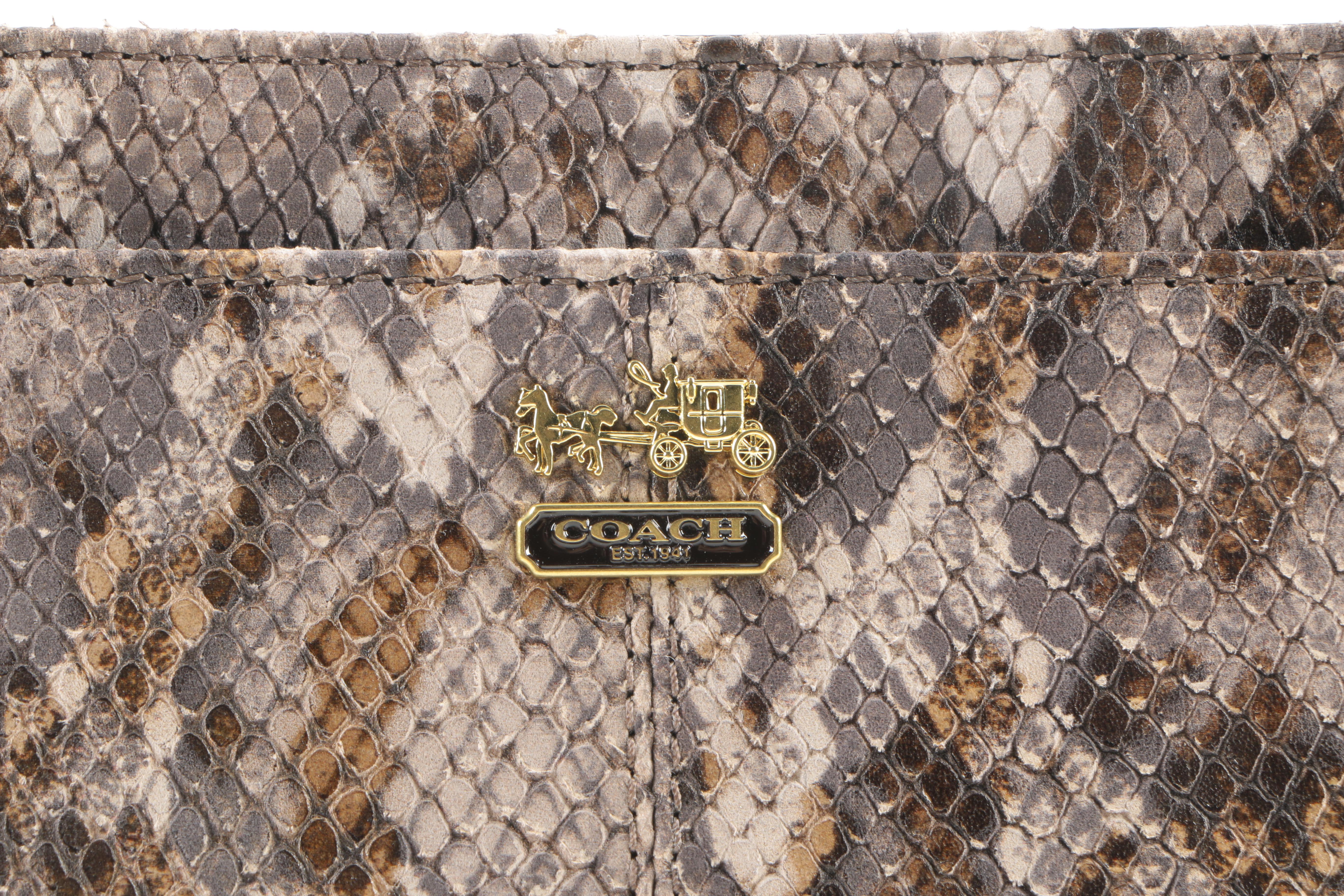 Coach Embossed Python Wristlet and Wallet