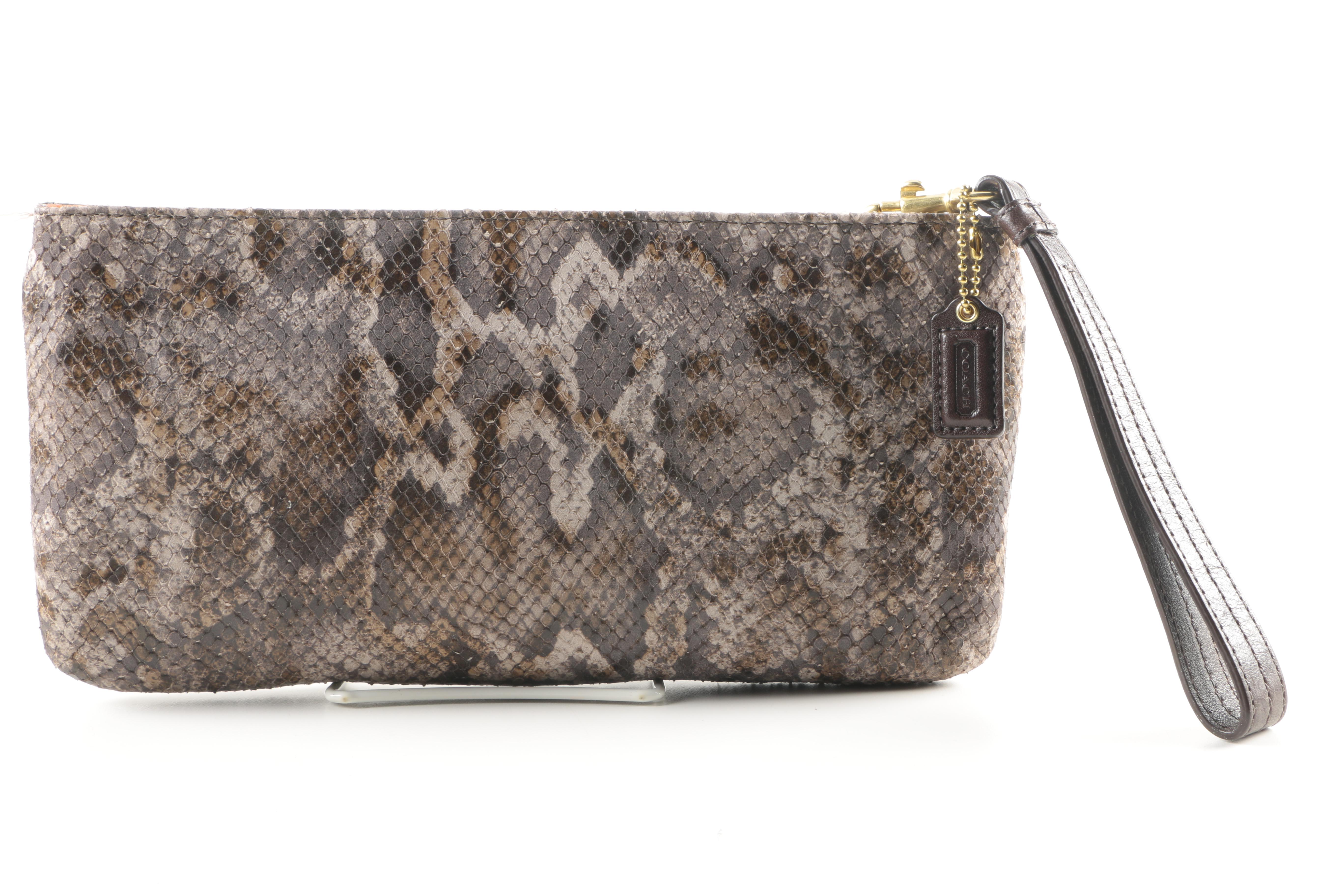 Coach Embossed Python Wristlet and Wallet