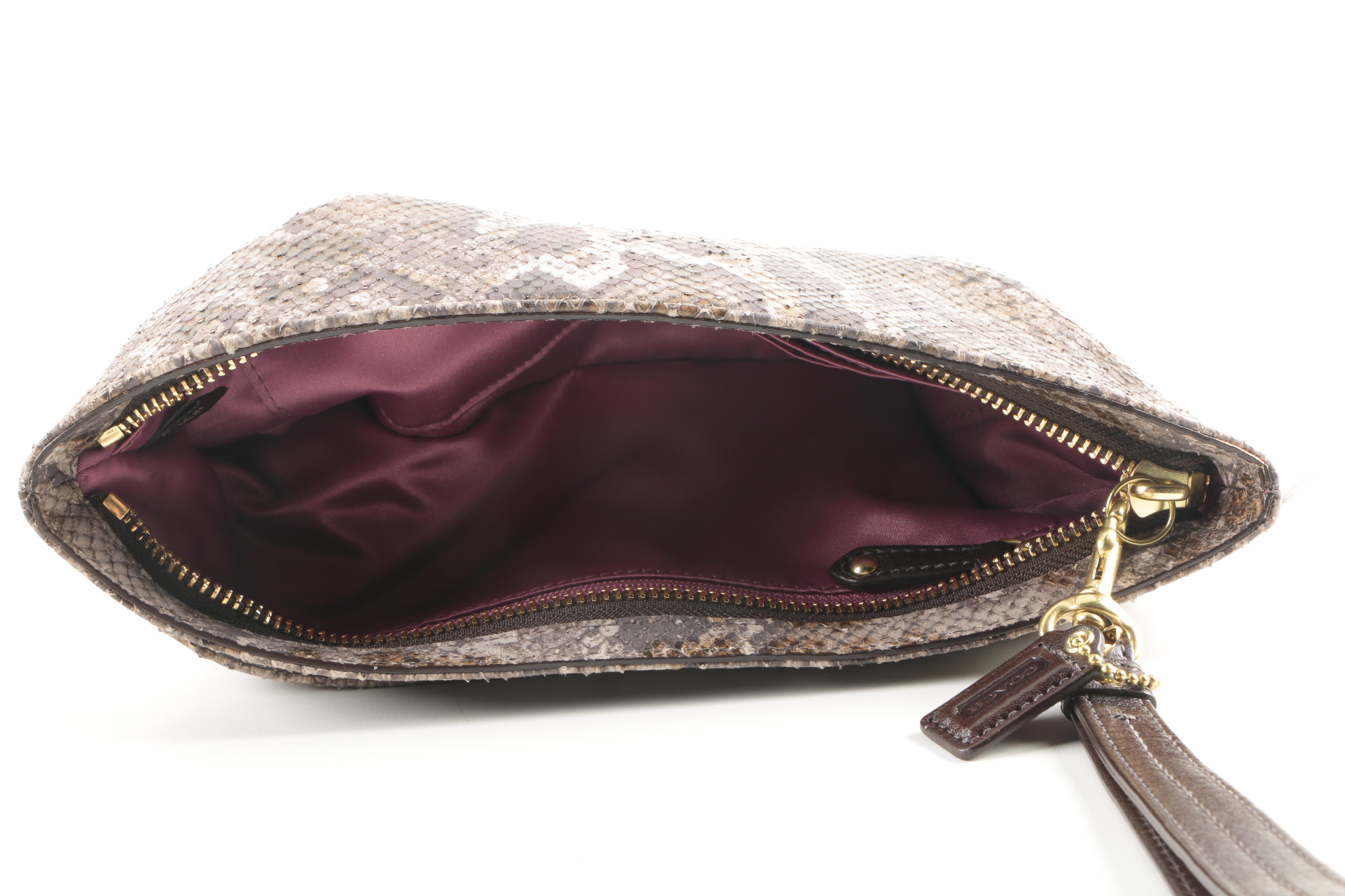 Coach Embossed Python Wristlet and Wallet