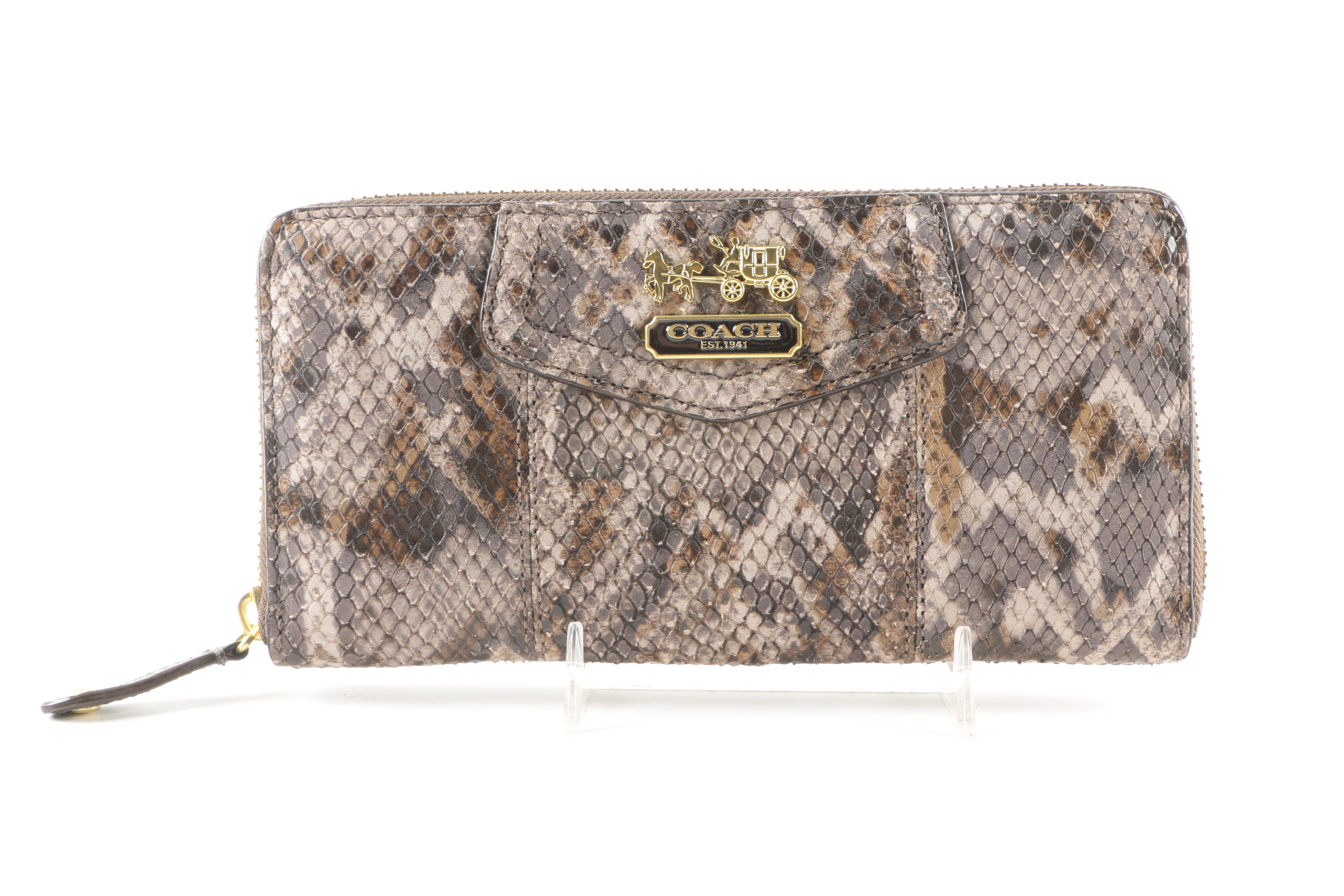 Coach Embossed Python Wristlet and Wallet