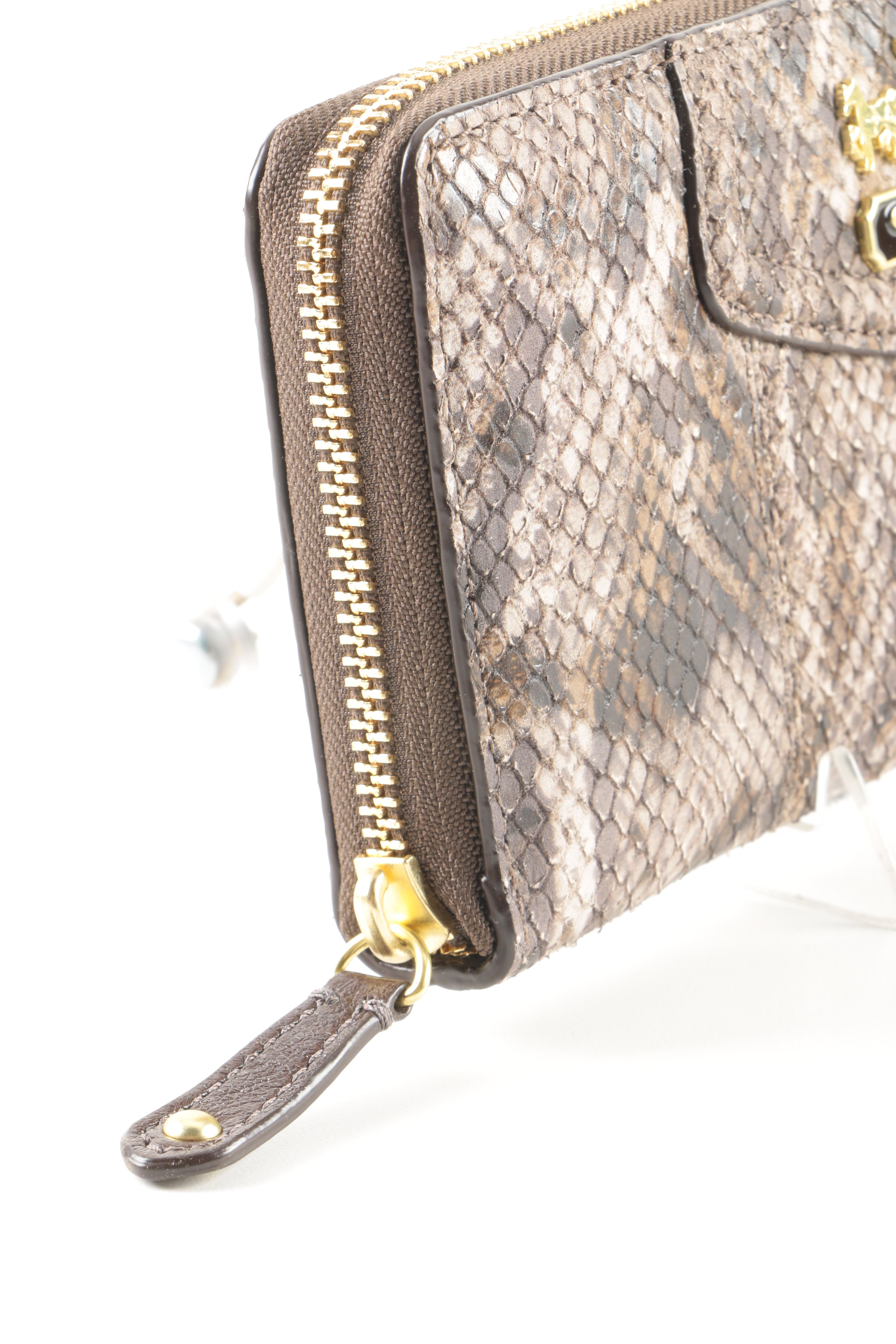 Coach Embossed Python Wristlet and Wallet