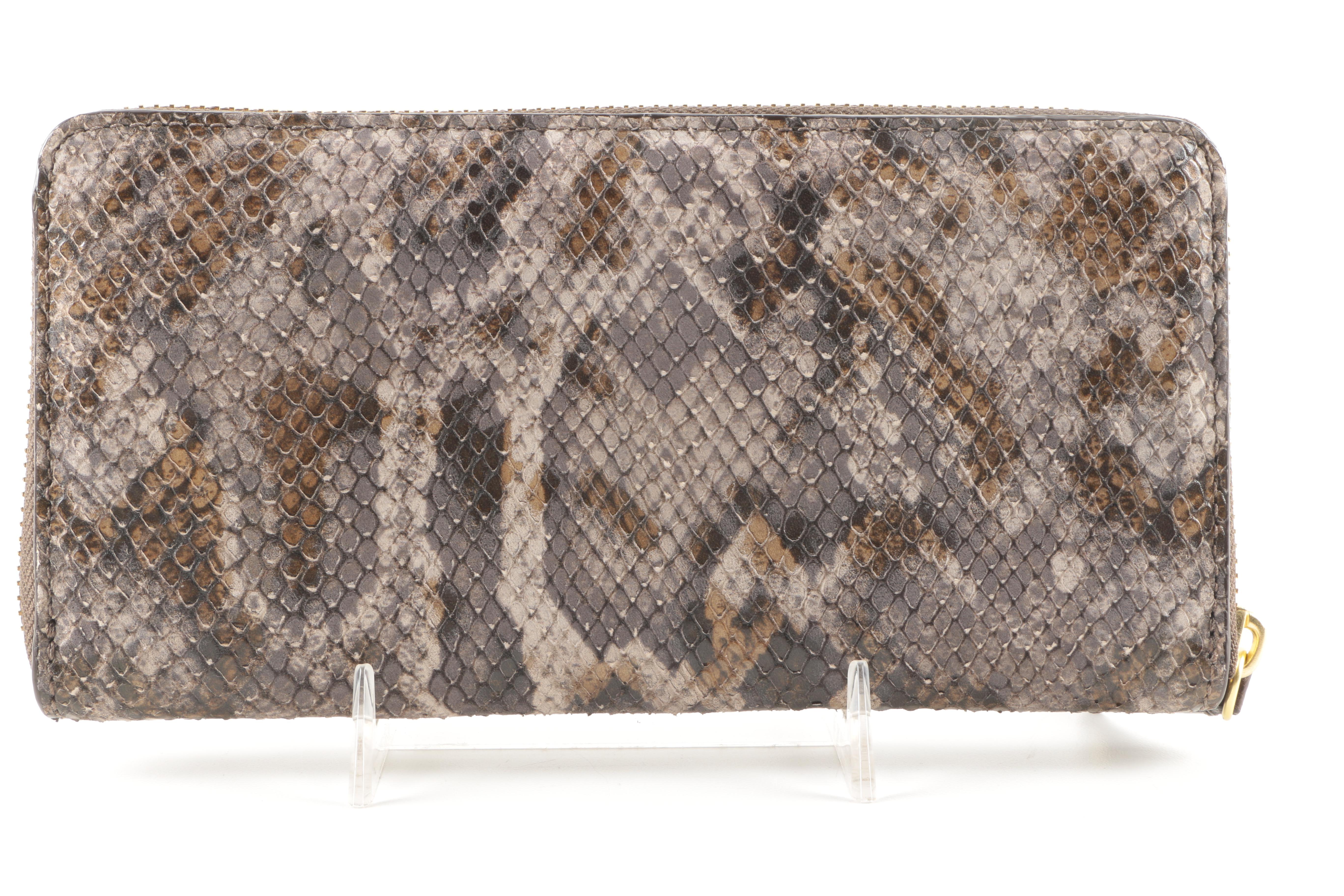 Coach Embossed Python Wristlet and Wallet