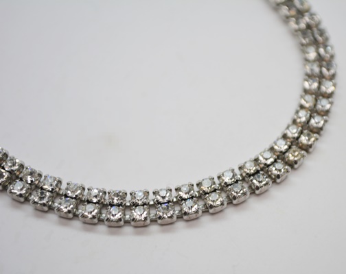 Rhinestone Choker, Bracelet and Floral Brooch