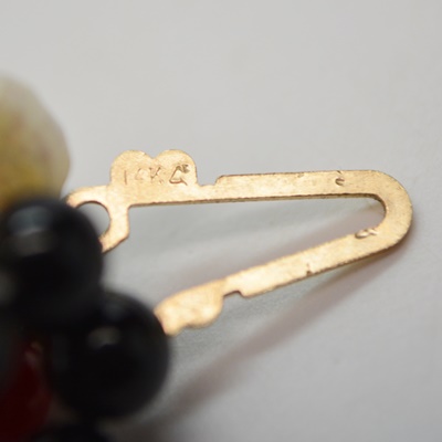 Sardonyx, Freshwater Pearl and Onyx Torsade Necklace With 14K Yellow Gold Clasp