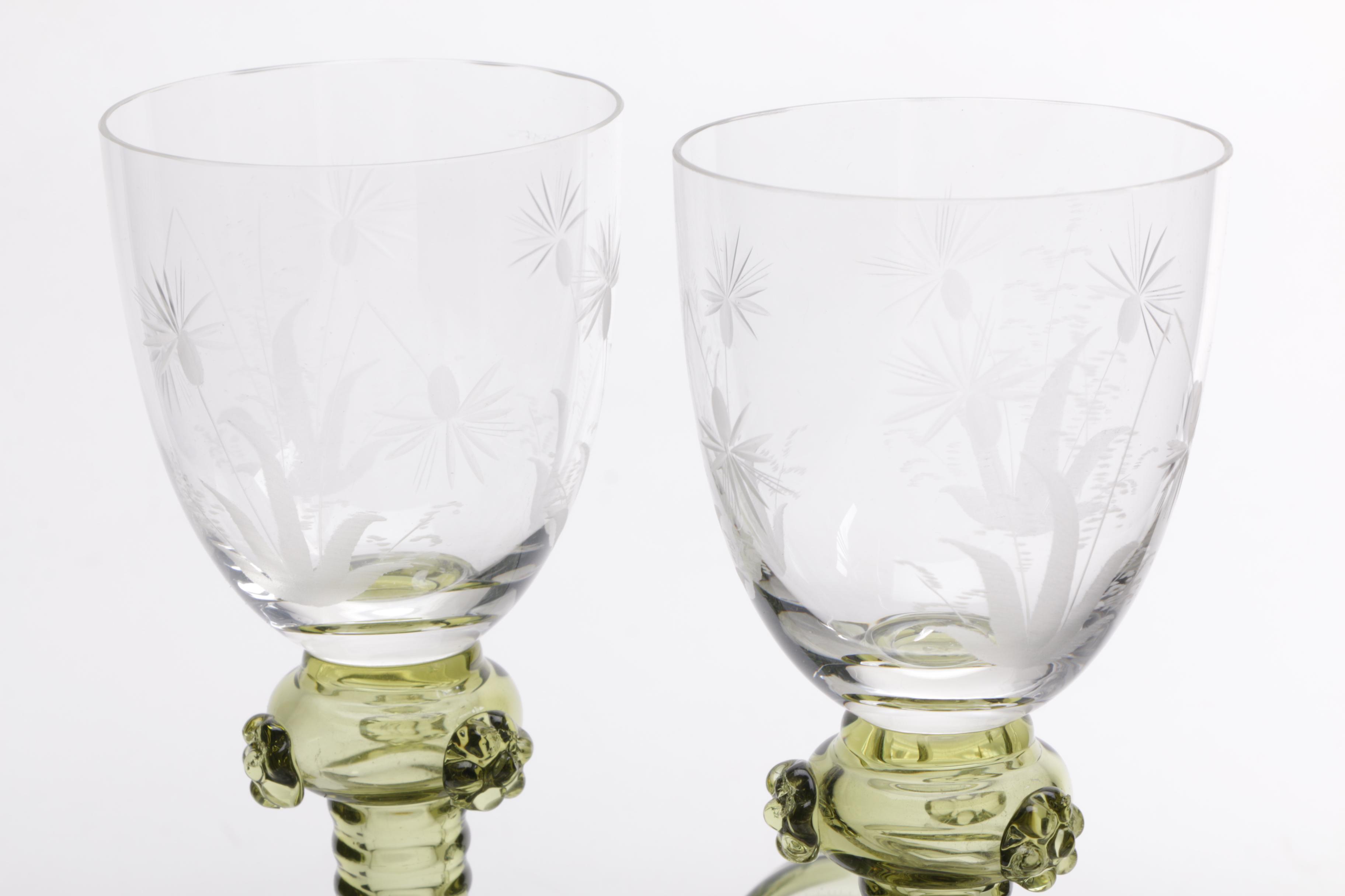 Frosted and Colored Wine Glasses