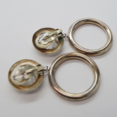 Sterling Silver Lapis Labodorite Ring, Sun Moon Clip-On Earrings and Rhinestone Ring Clip-On Earrings