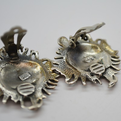 Sterling Silver Lapis Labodorite Ring, Sun Moon Clip-On Earrings and Rhinestone Ring Clip-On Earrings