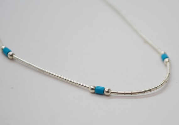 Native America Style Sterling Silver Hematite Cuff, Turquoise Bead Bracelet and Three Rings