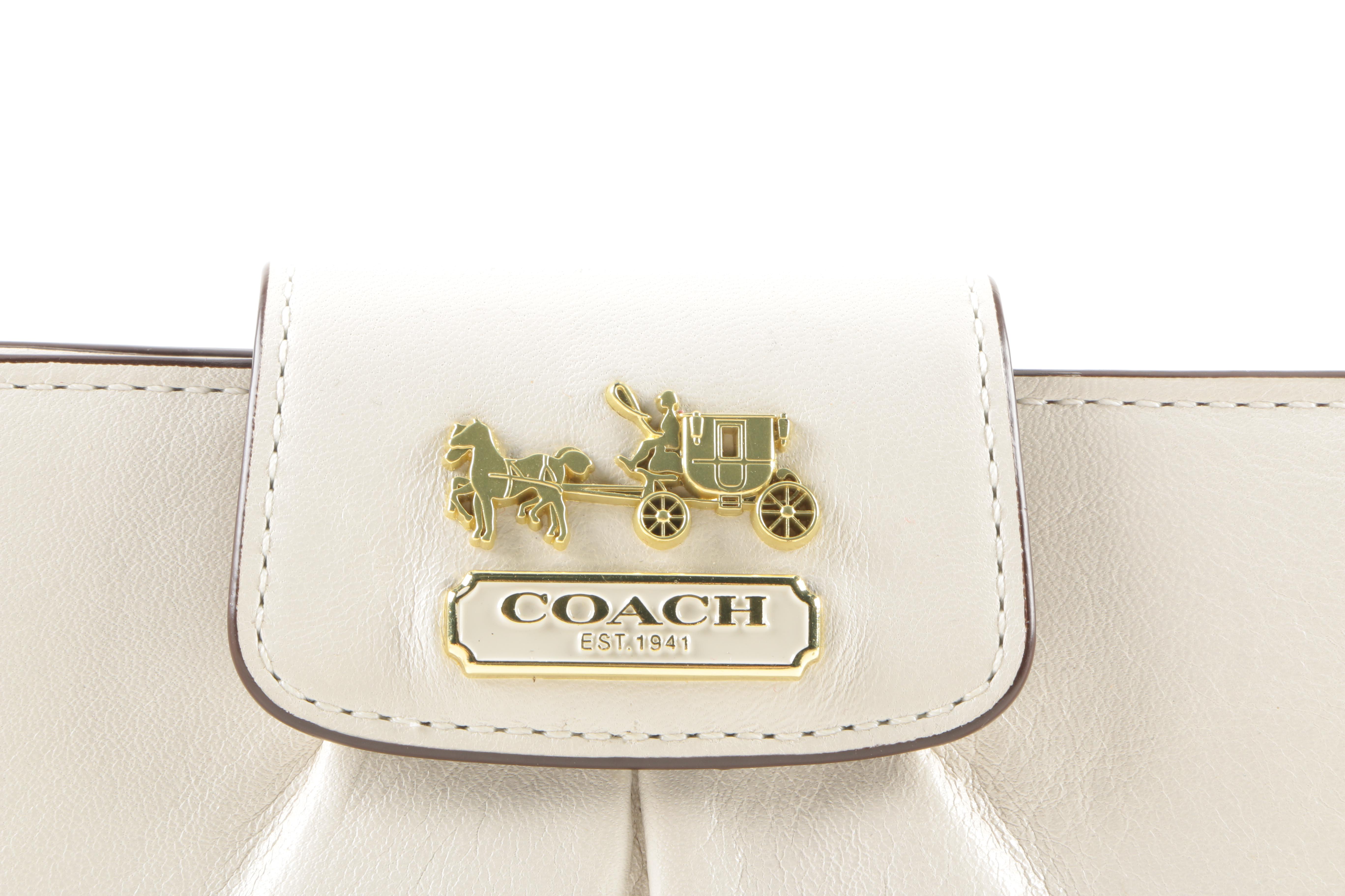 Coach White Leather Wallet and Coin Purse
