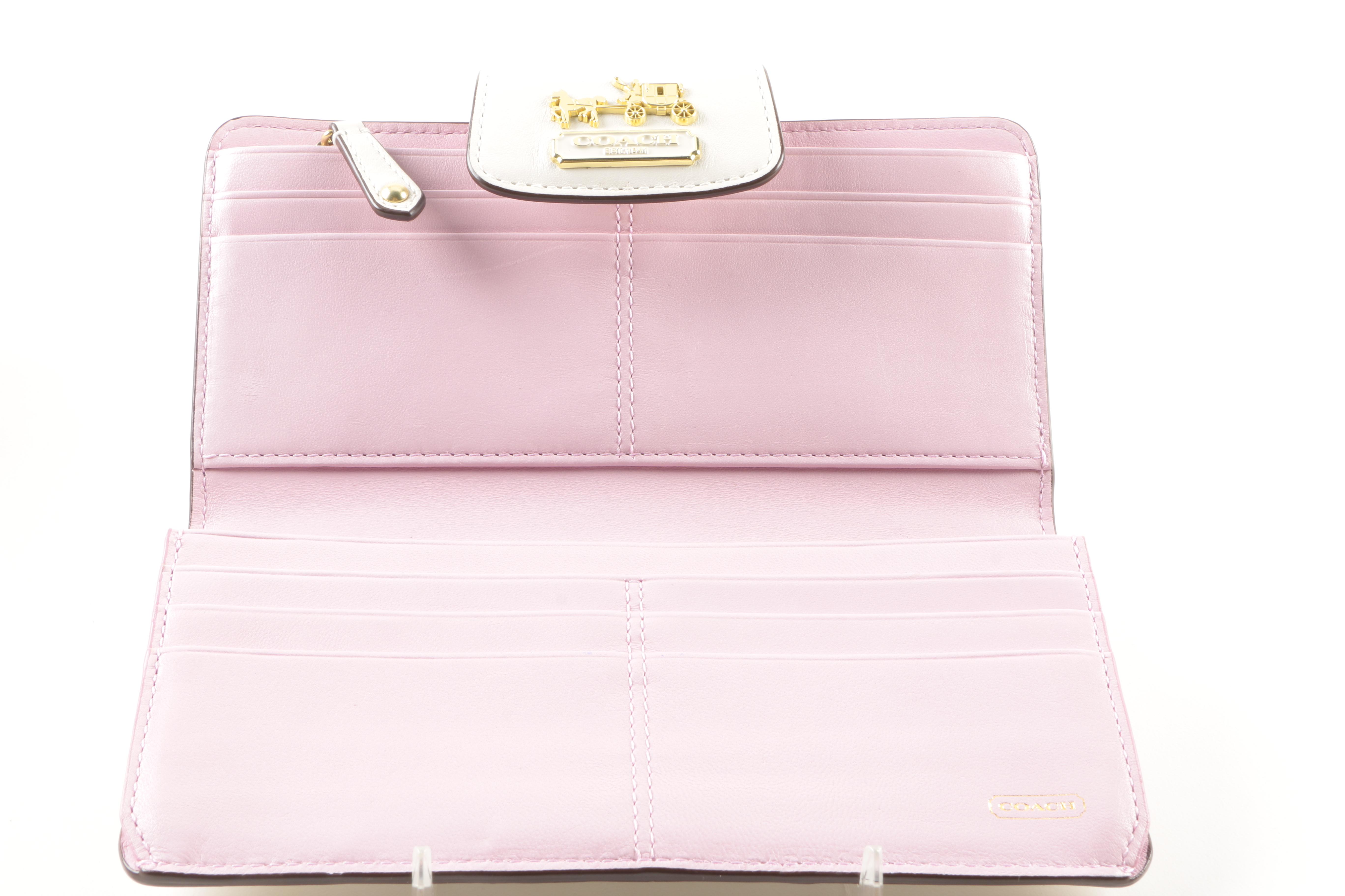 Coach White Leather Wallet and Coin Purse