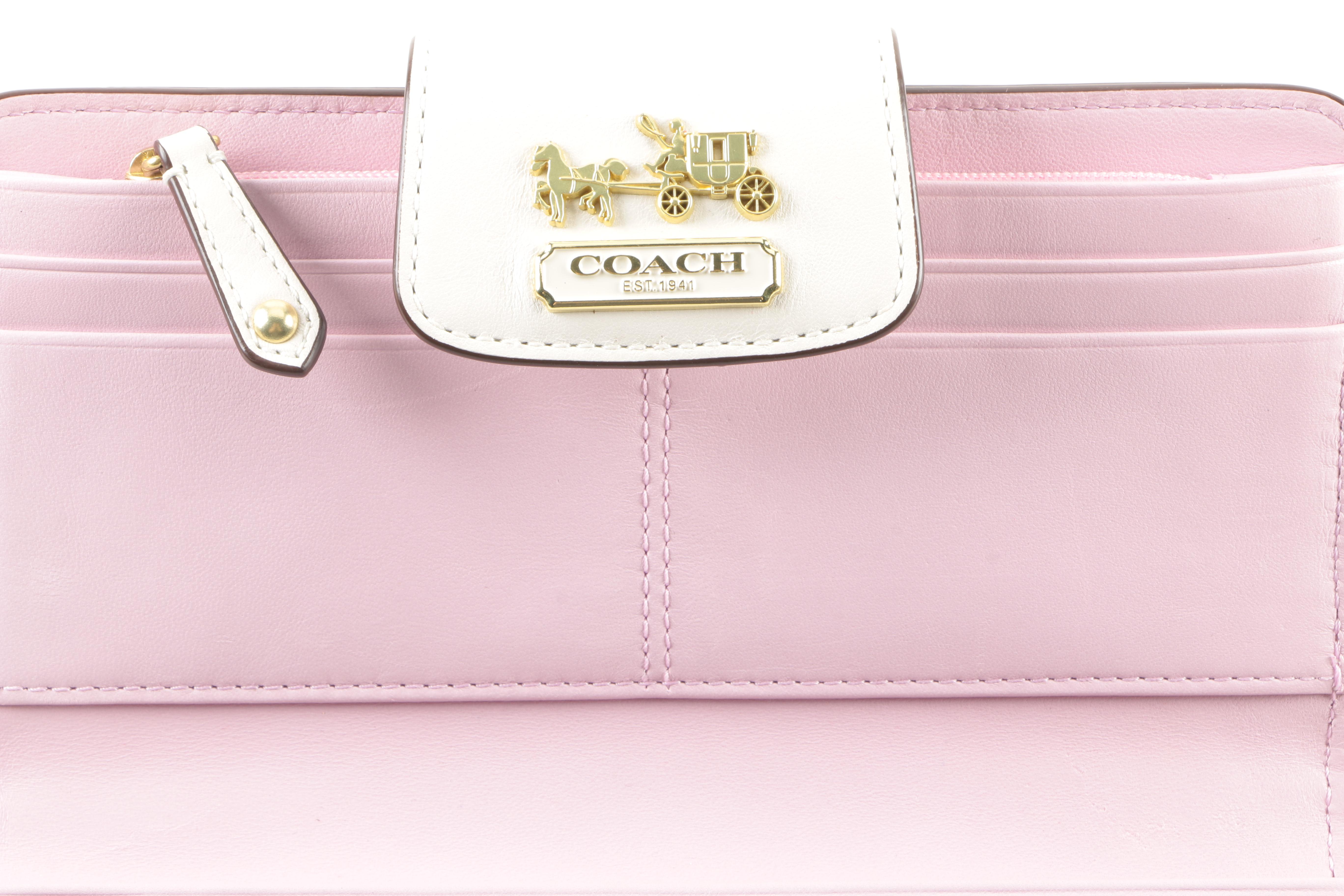 Coach White Leather Wallet and Coin Purse