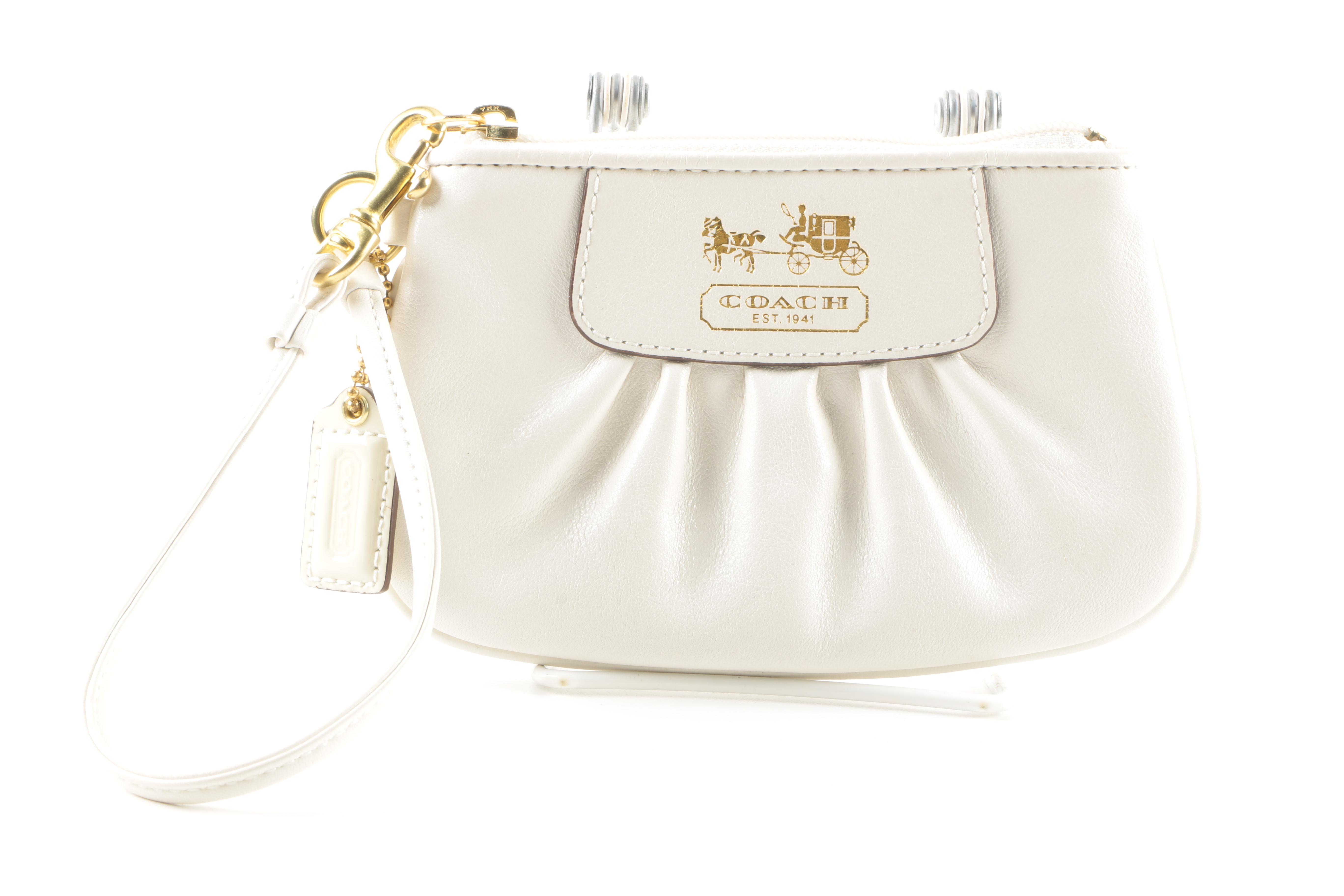 Coach White Leather Wallet and Coin Purse