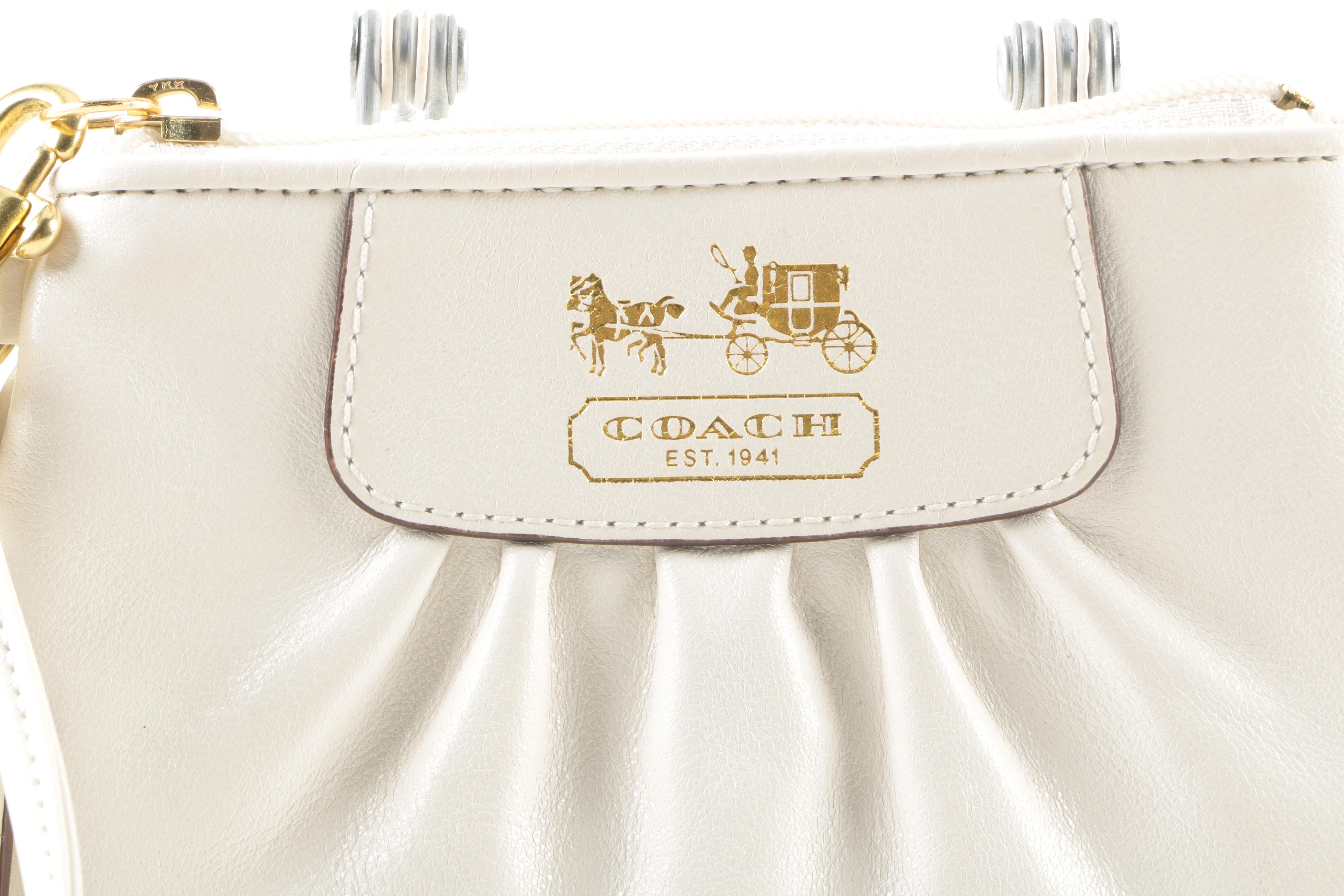 Coach White Leather Wallet and Coin Purse