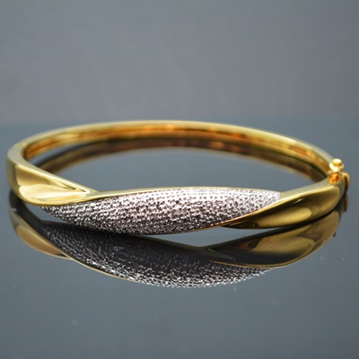 Sterling Silver Gold Wash Pavé Style Faux Diamond Bracelet