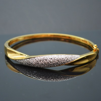 Sterling Silver Gold Wash Pavé Style Faux Diamond Bracelet