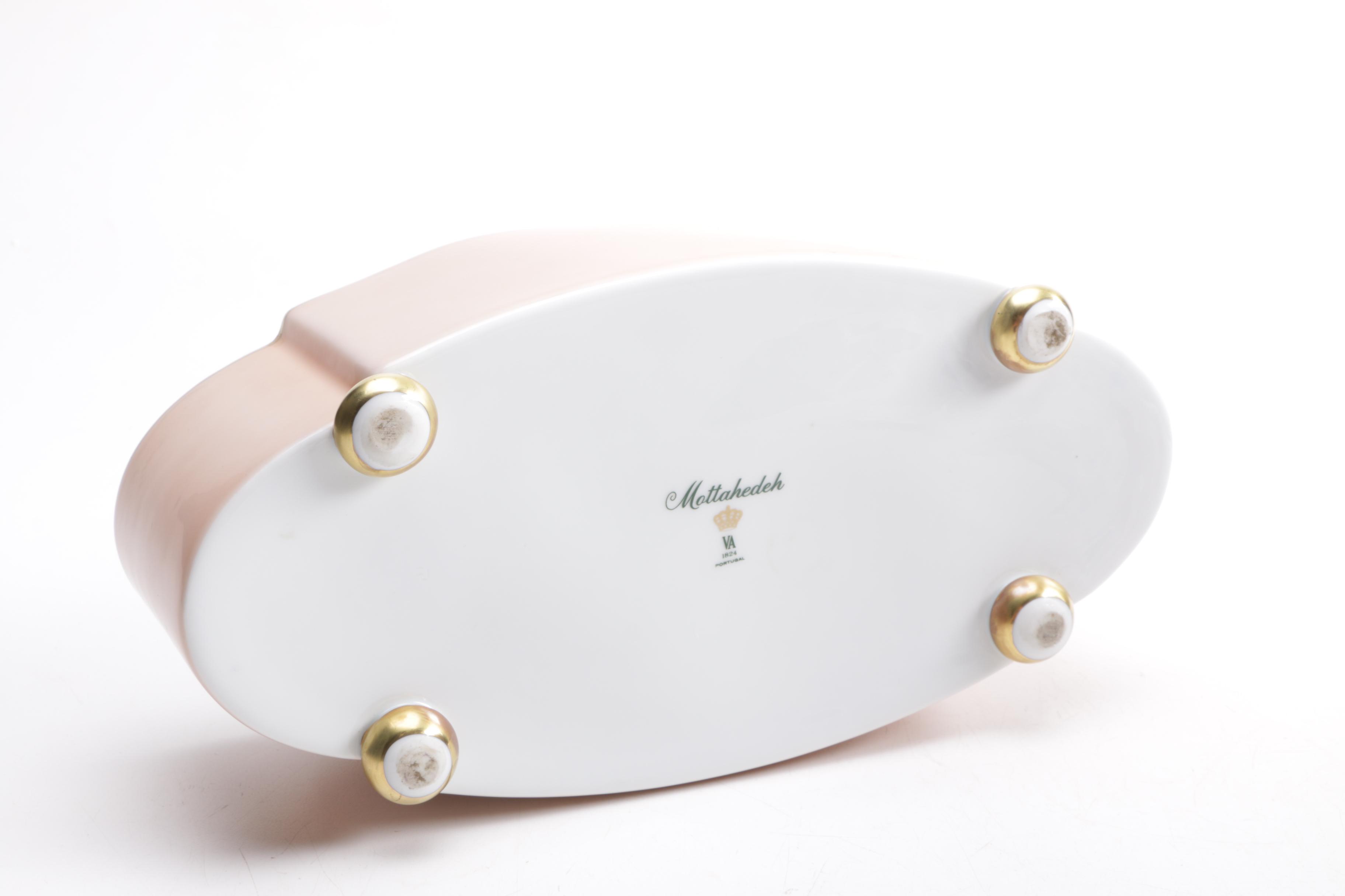 Mottahedeh Ceramic Bowl, Shot Glasses and a Glass Dish