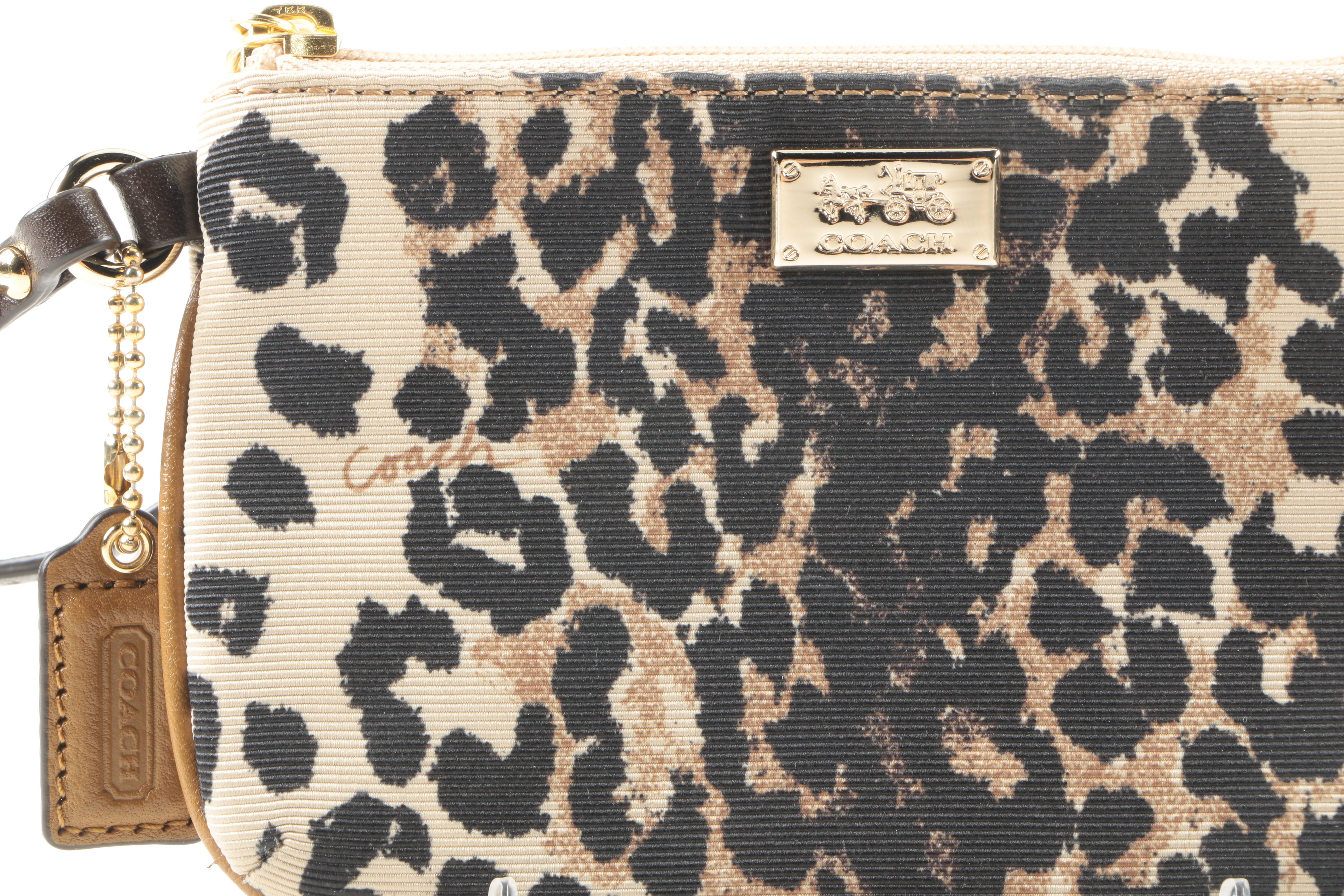 Coach Madison "Kimberly" Accessories In Khaki Ocelot Print