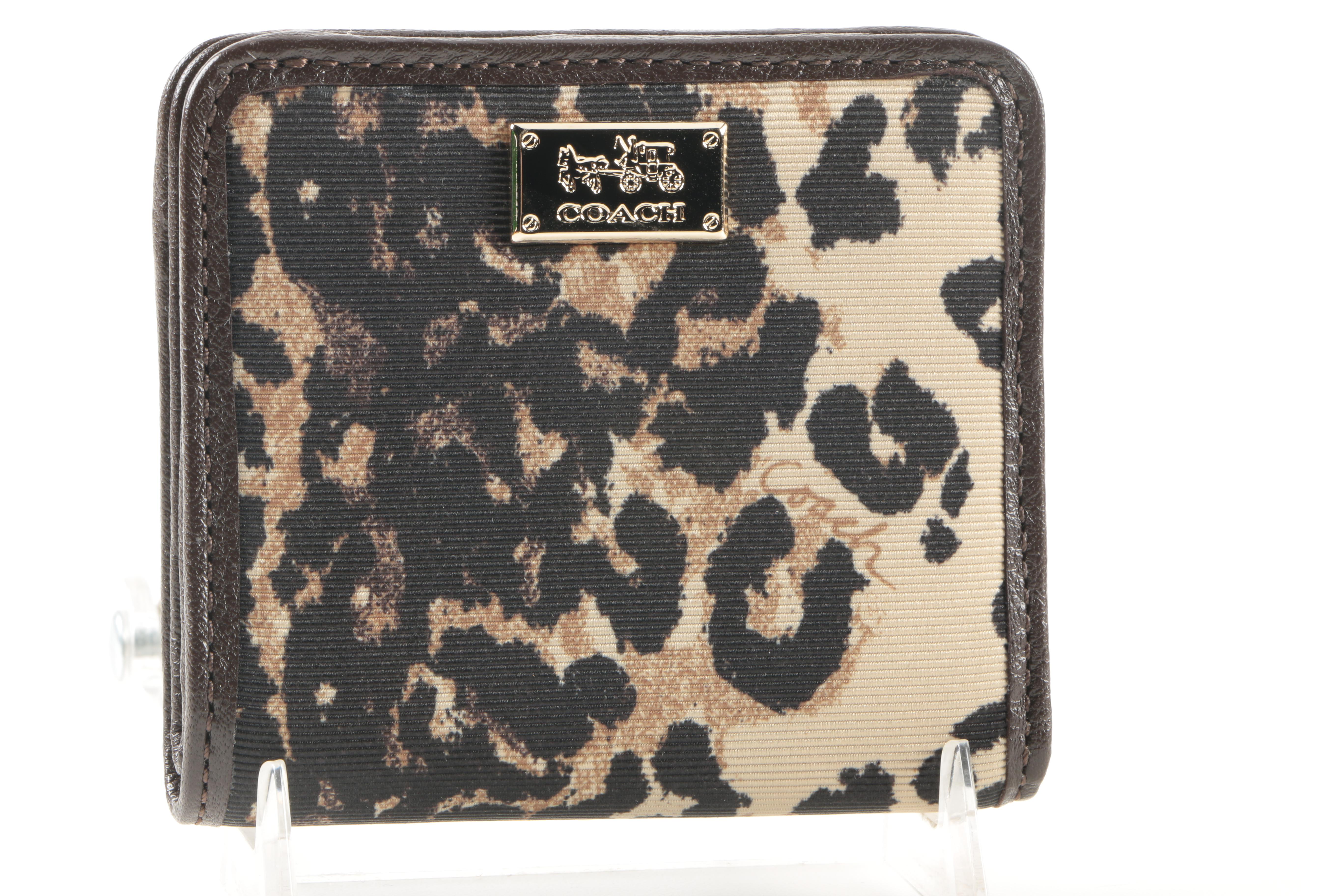 Coach Madison "Kimberly" Accessories In Khaki Ocelot Print