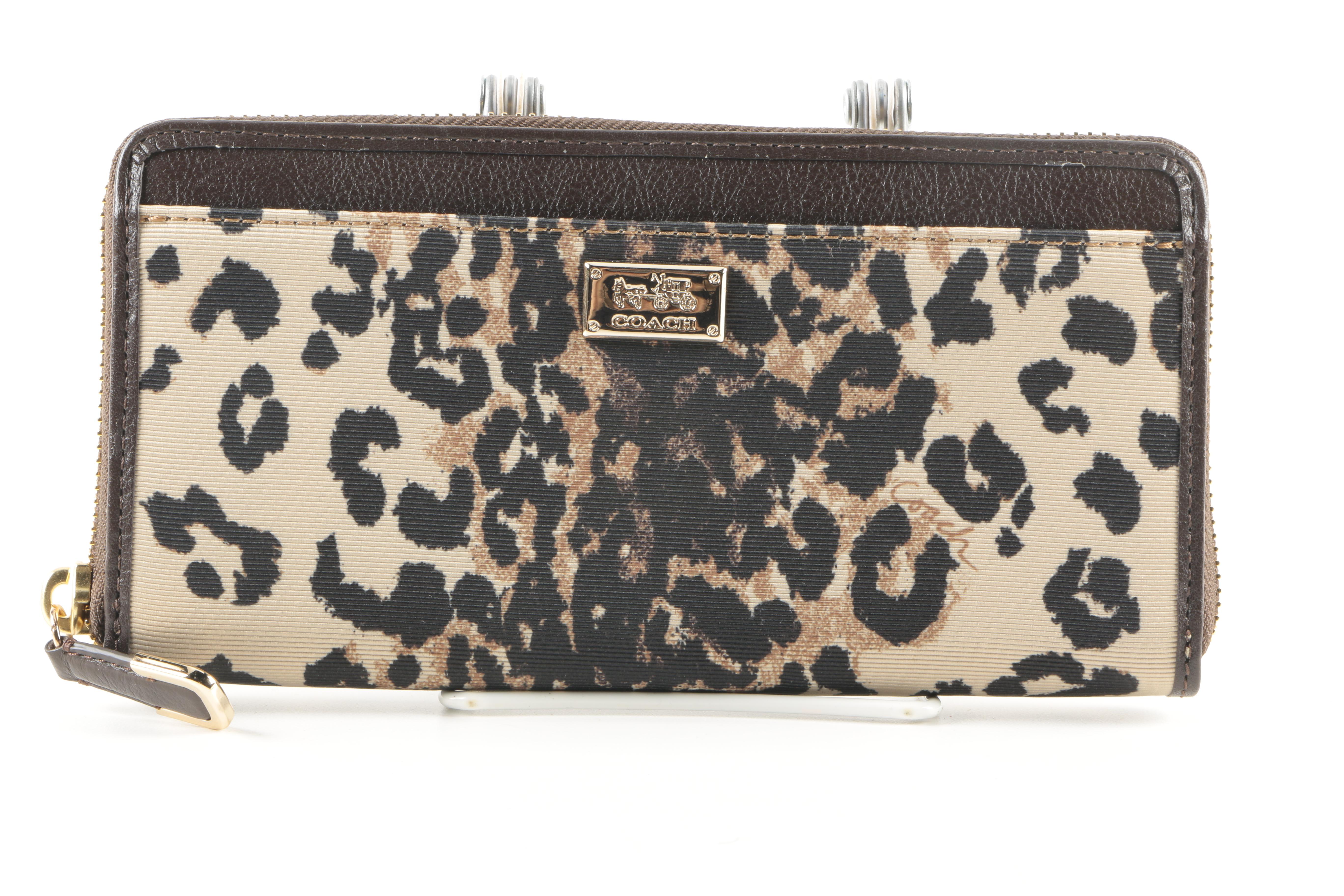 Coach Madison "Kimberly" Accessories In Khaki Ocelot Print