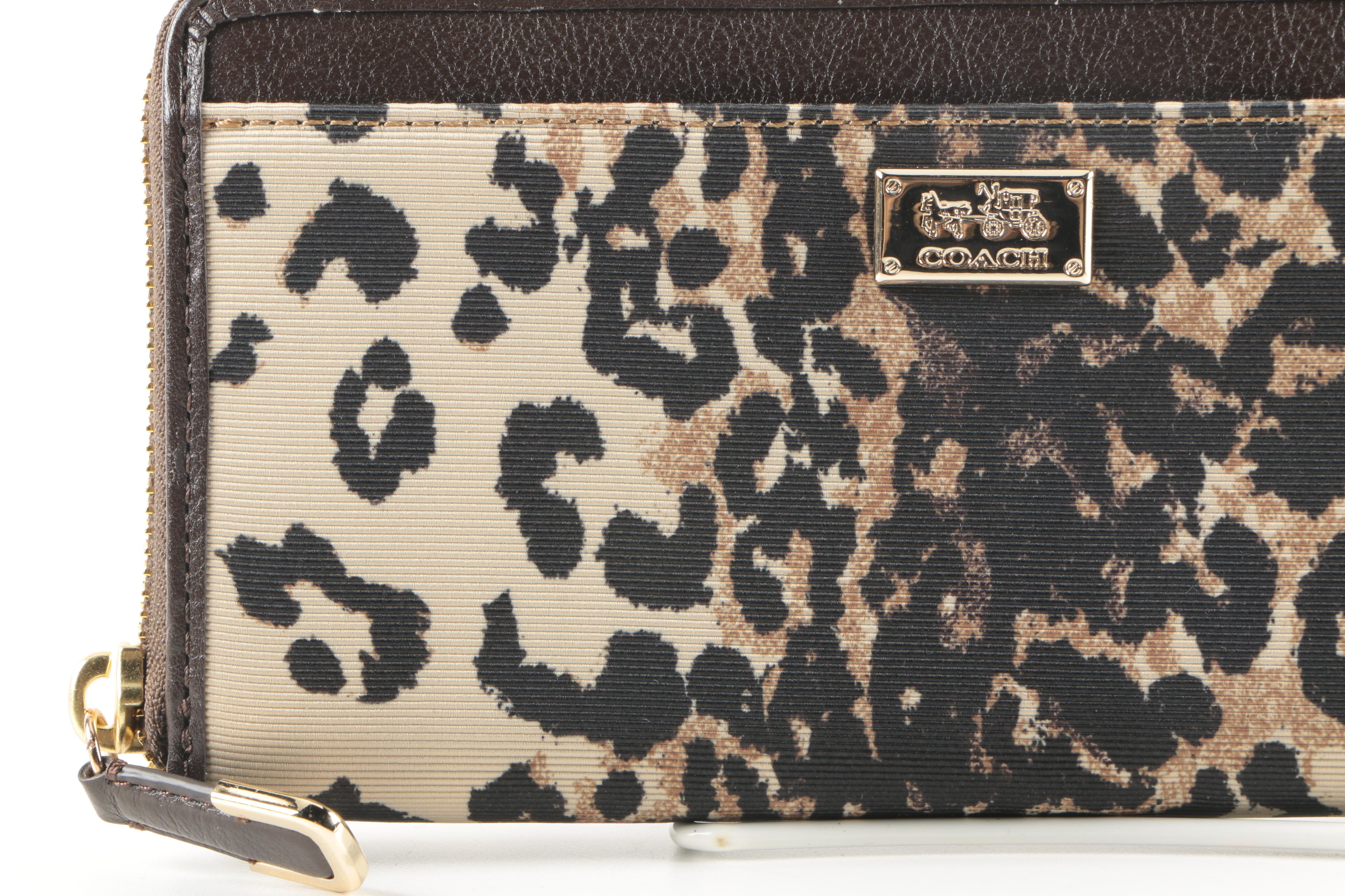 Coach Madison "Kimberly" Accessories In Khaki Ocelot Print
