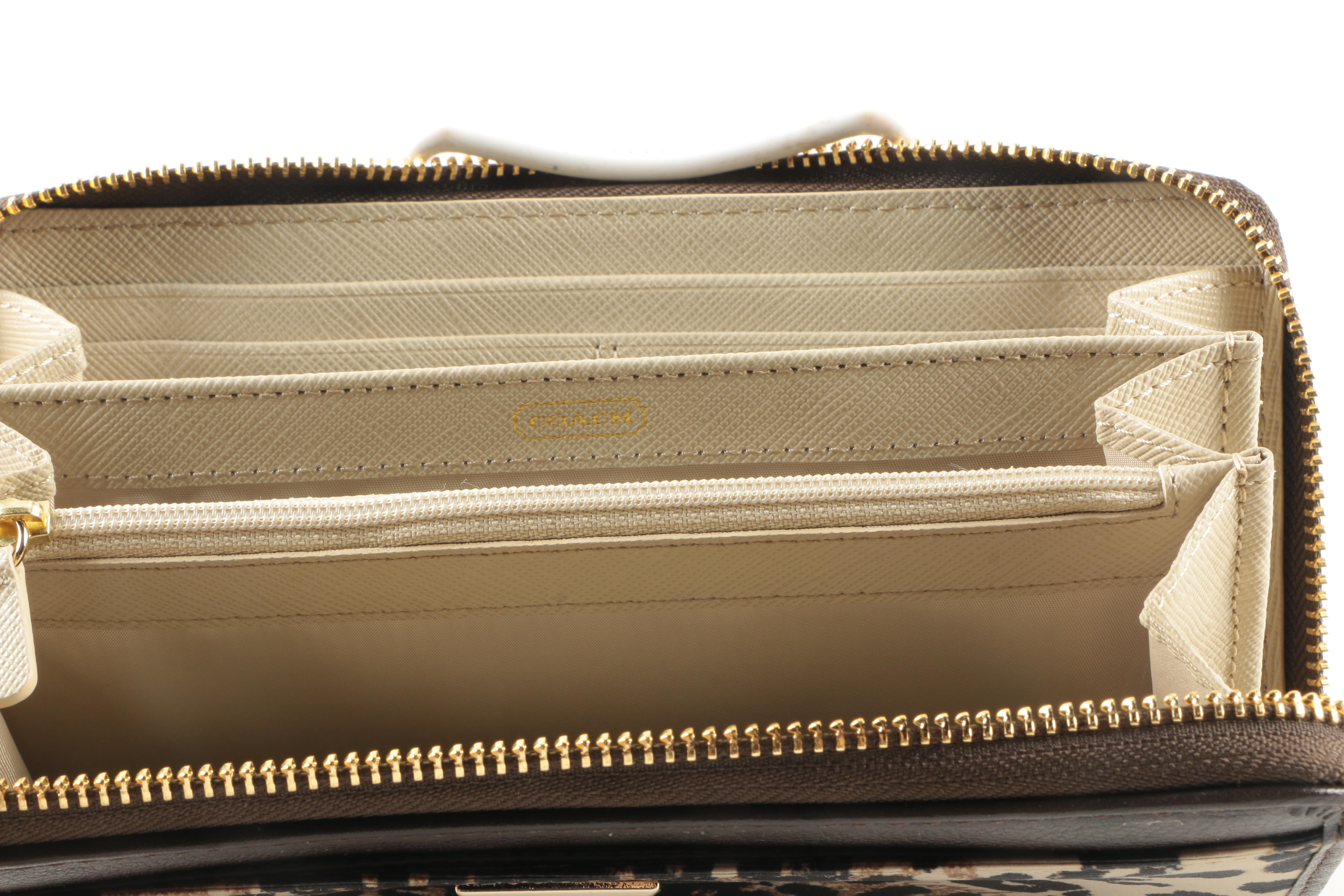 Coach Madison "Kimberly" Accessories In Khaki Ocelot Print