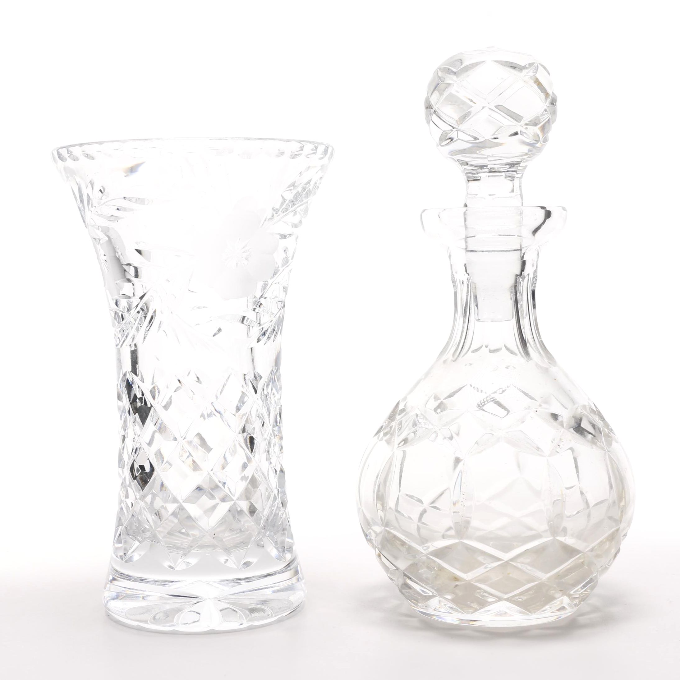 Crystal Vase and Decanter