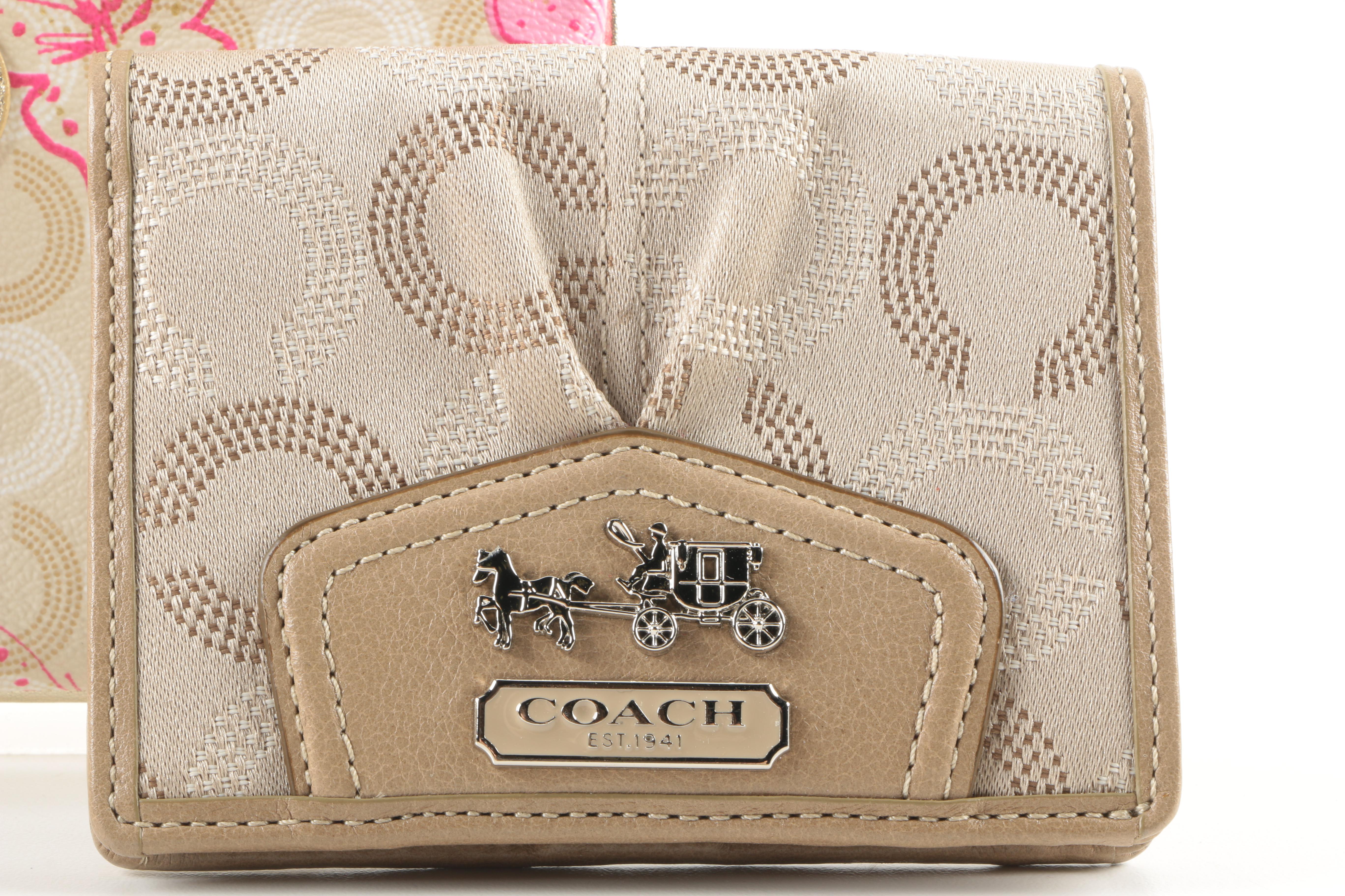 Coach Gold Tone Wallet, Universal Phone Case, and Wristlet