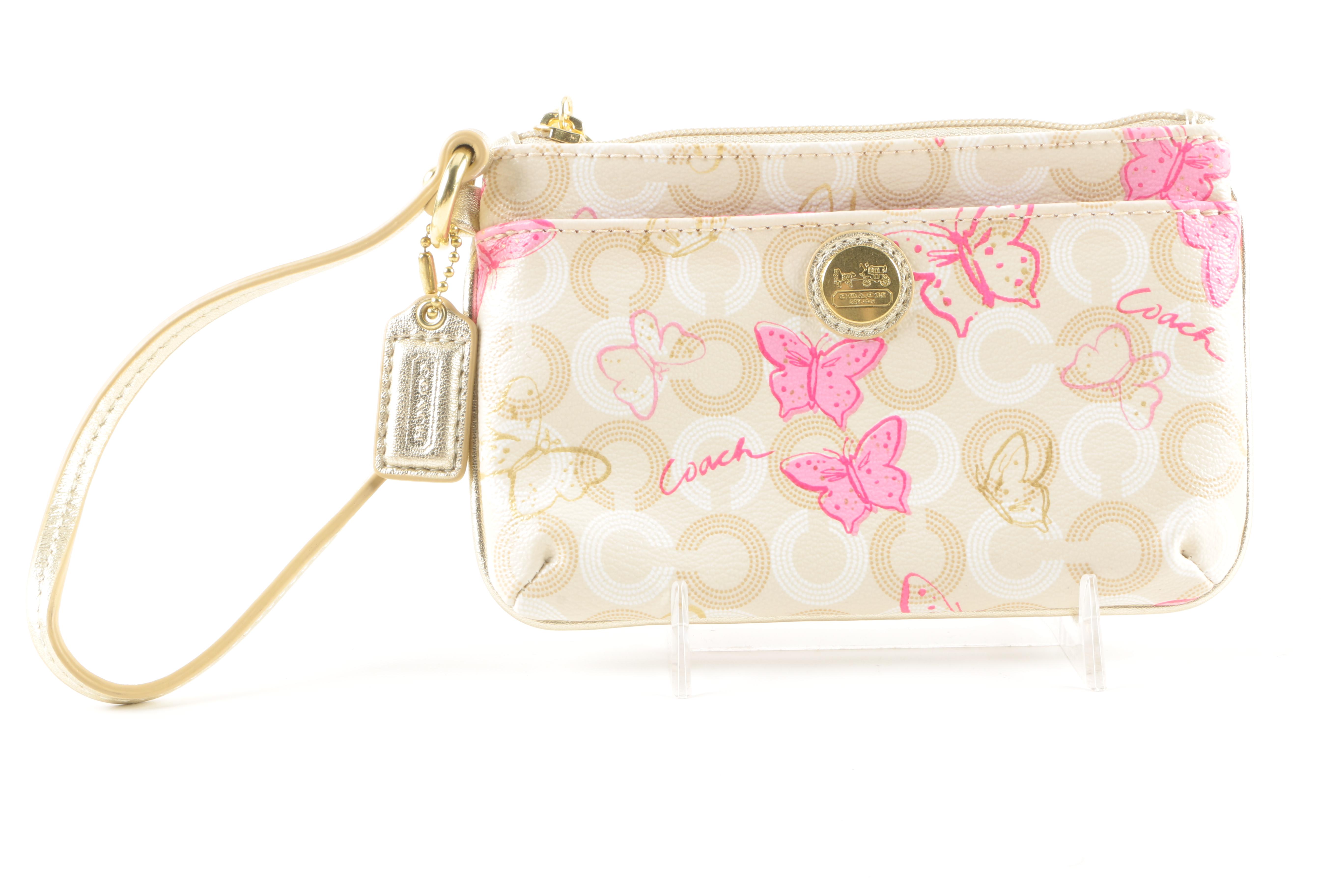 Coach Gold Tone Wallet, Universal Phone Case, and Wristlet