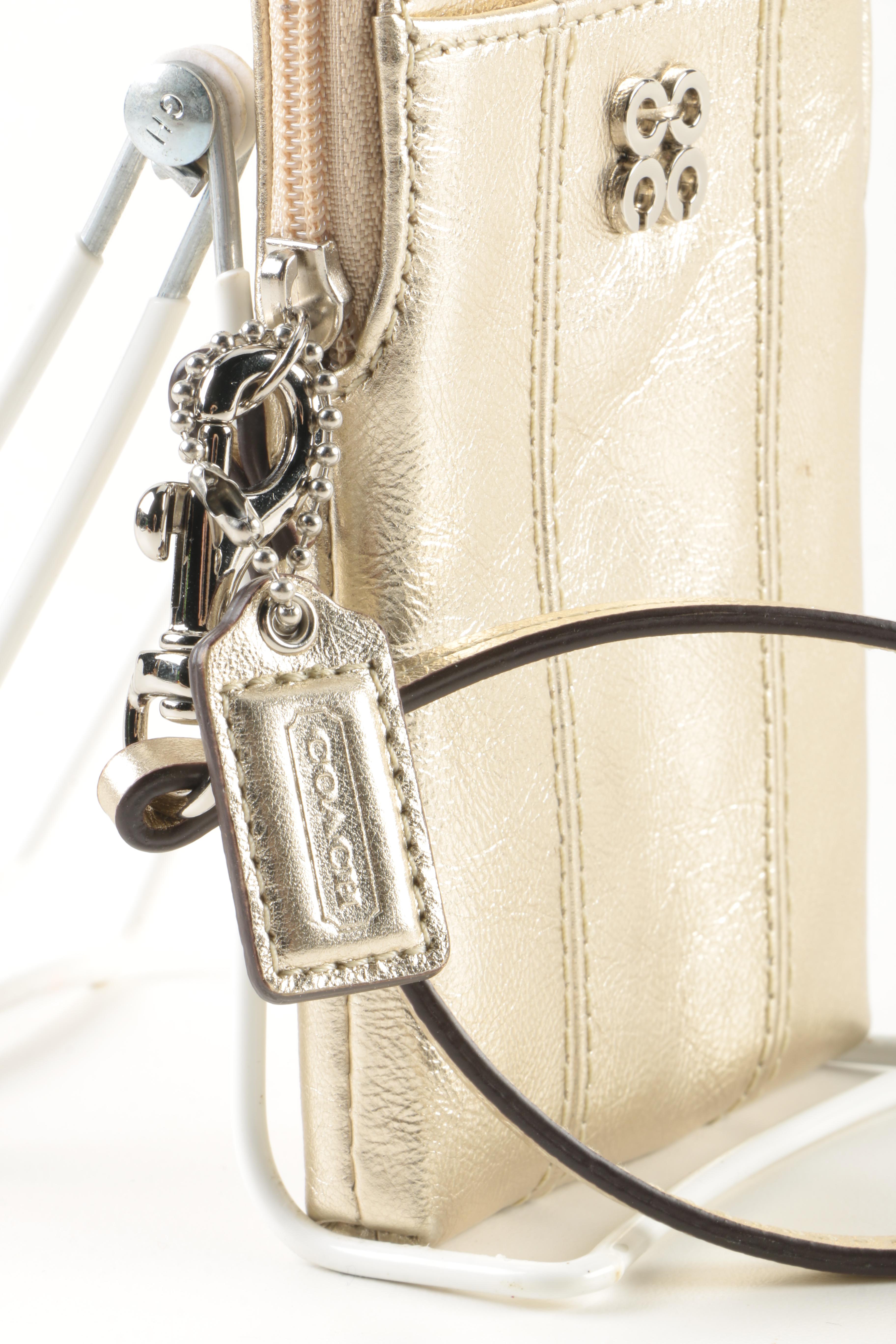 Coach Gold Tone Wallet, Universal Phone Case, and Wristlet