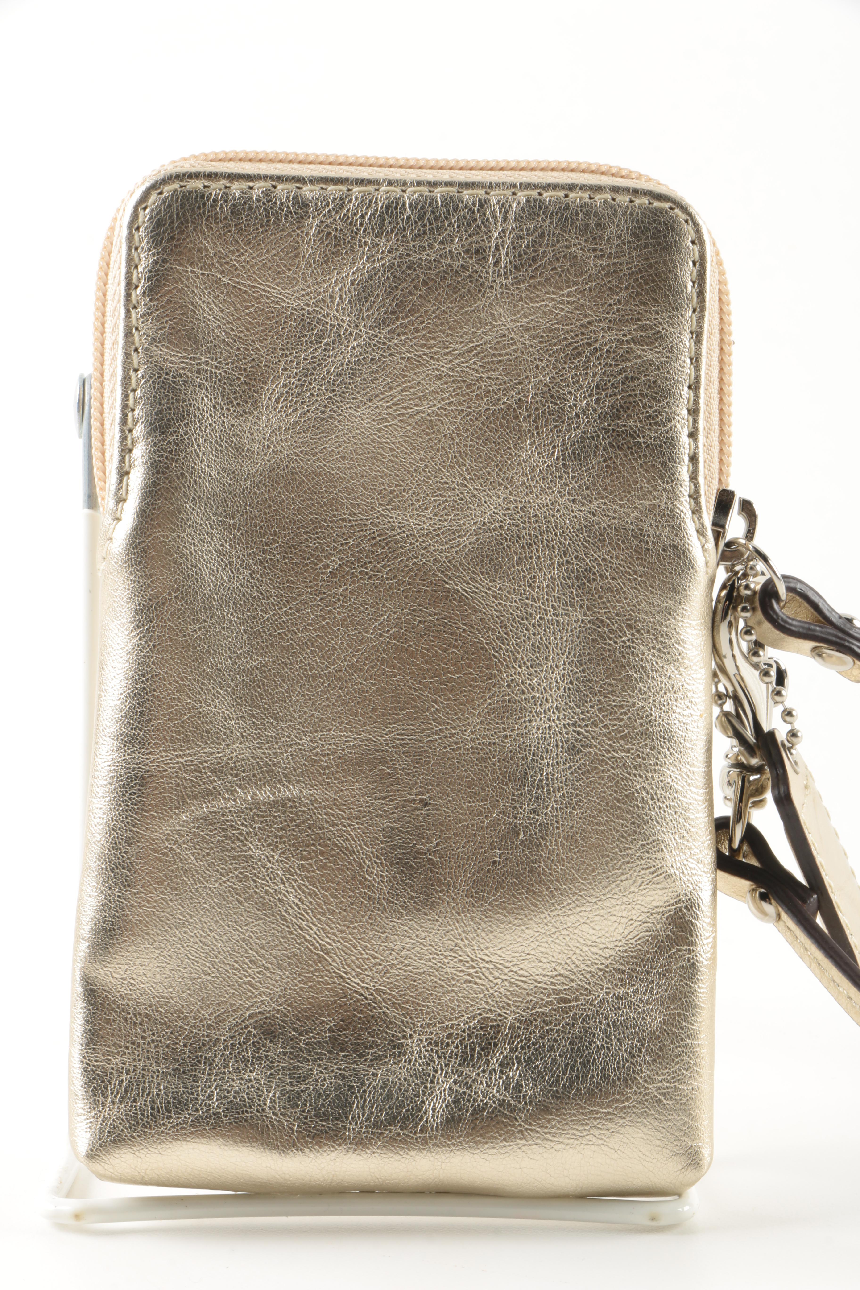 Coach Gold Tone Wallet, Universal Phone Case, and Wristlet