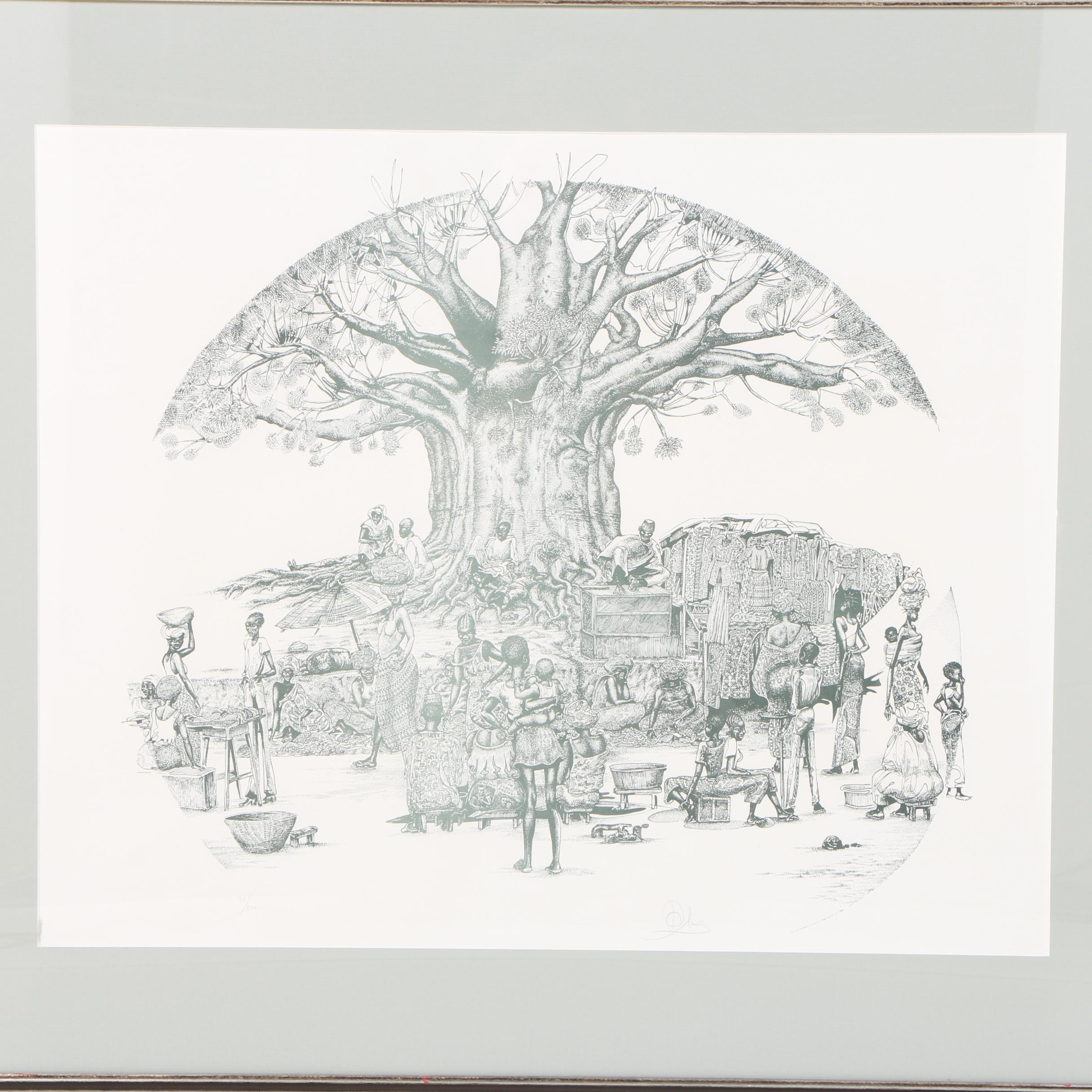 Limited Edition Lithograph on Paper of Baobab Tree