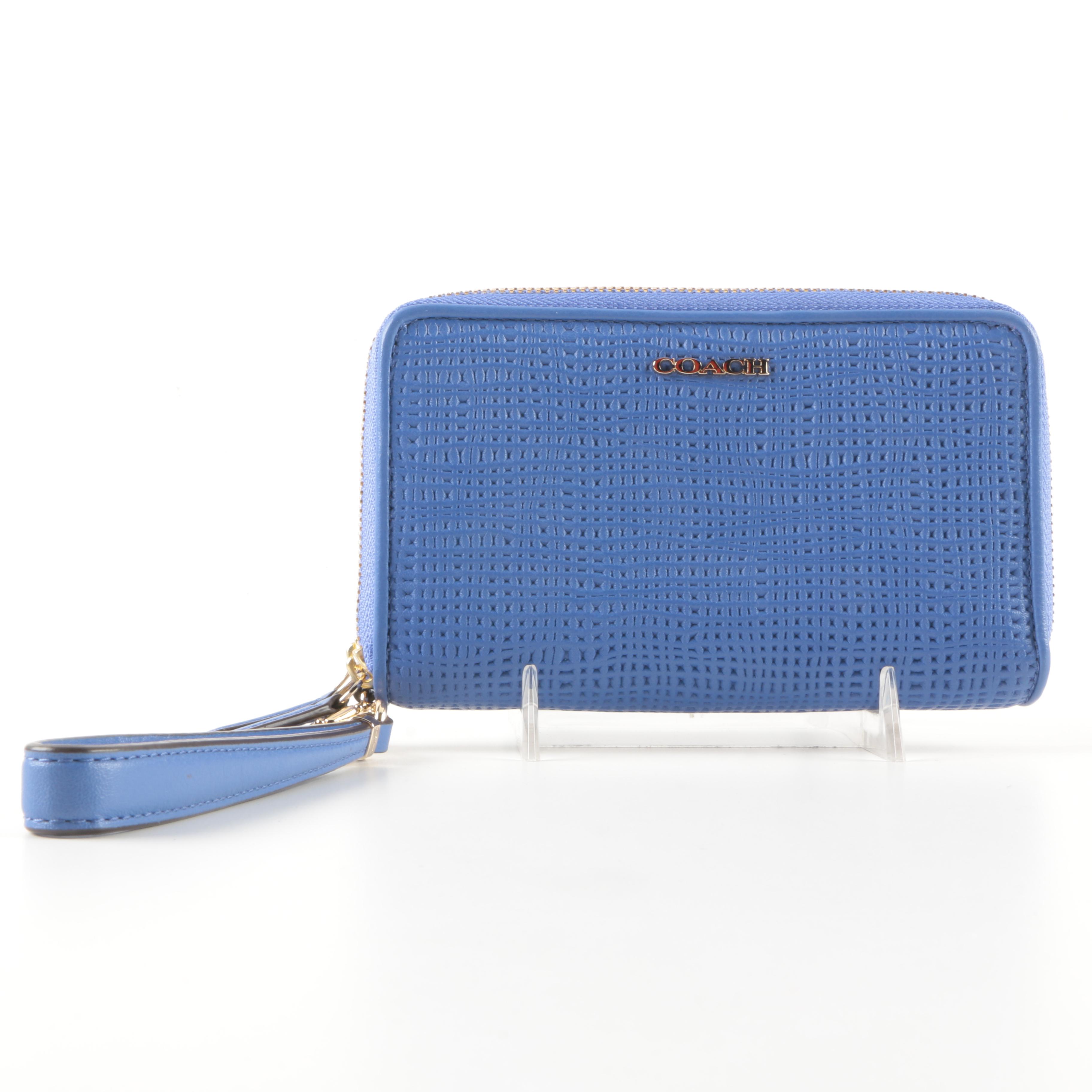 Coach Madison Double Zip Phone Wallet in Embossed Leather