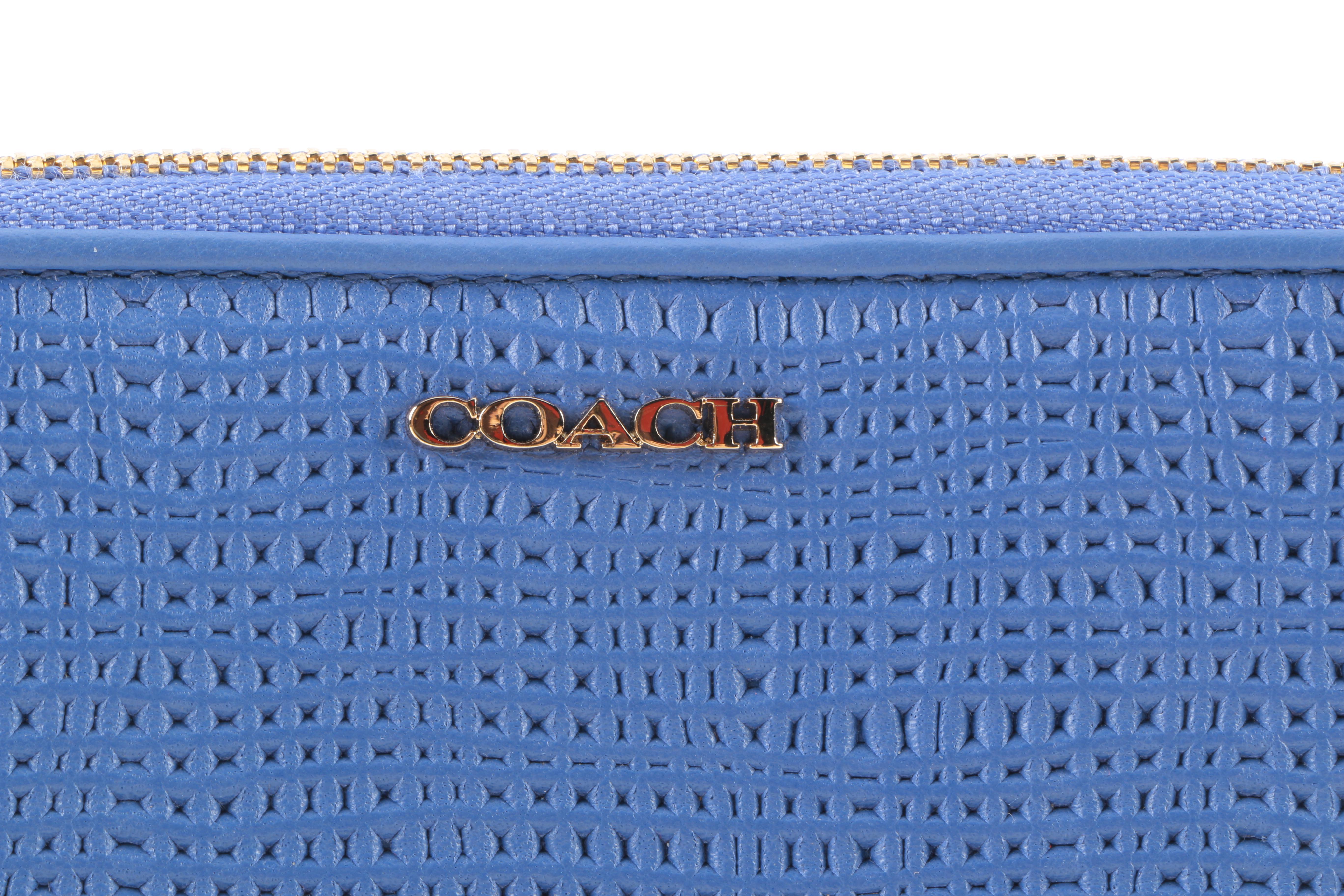 Coach Madison Double Zip Phone Wallet in Embossed Leather