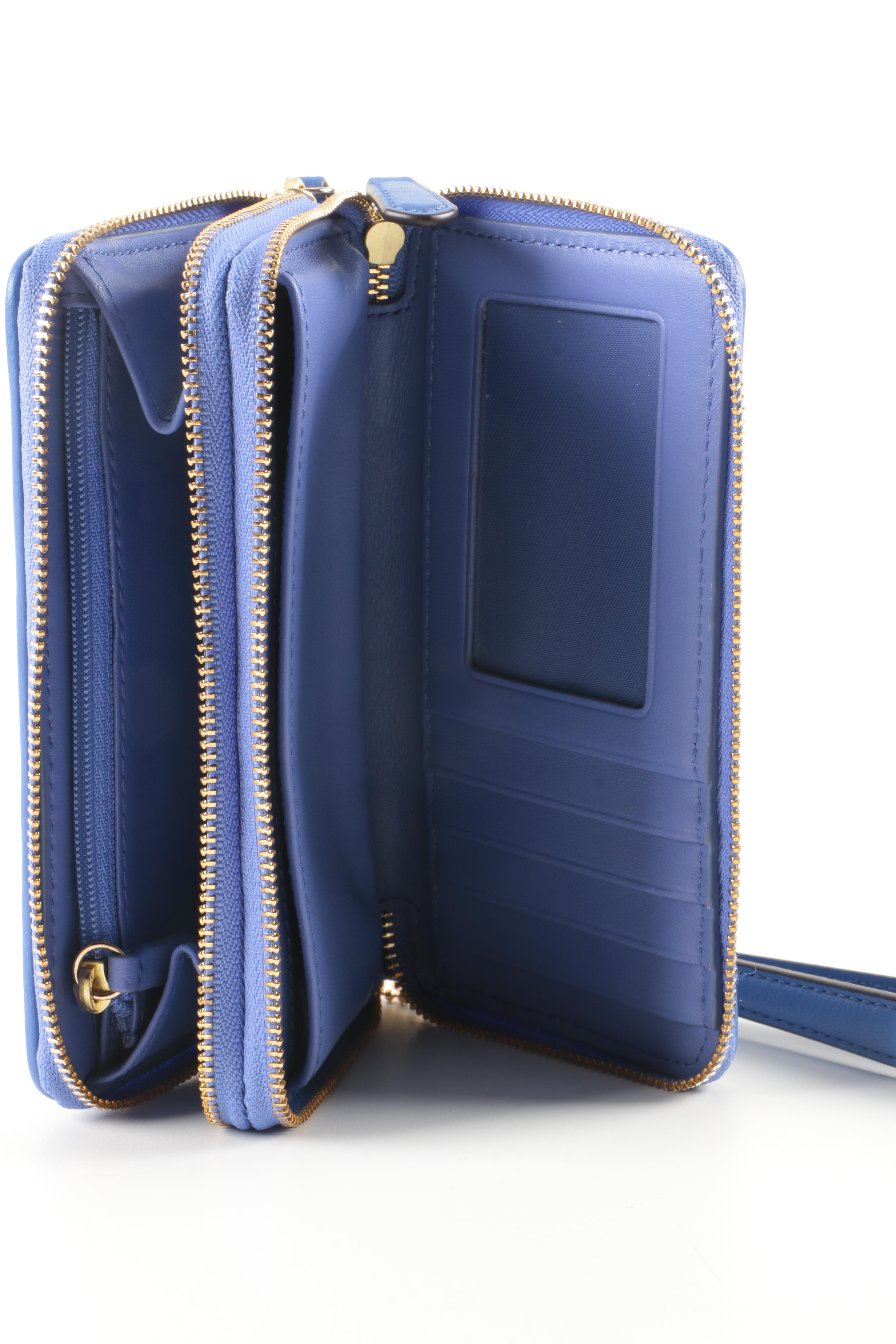 Coach Madison Double Zip Phone Wallet in Embossed Leather