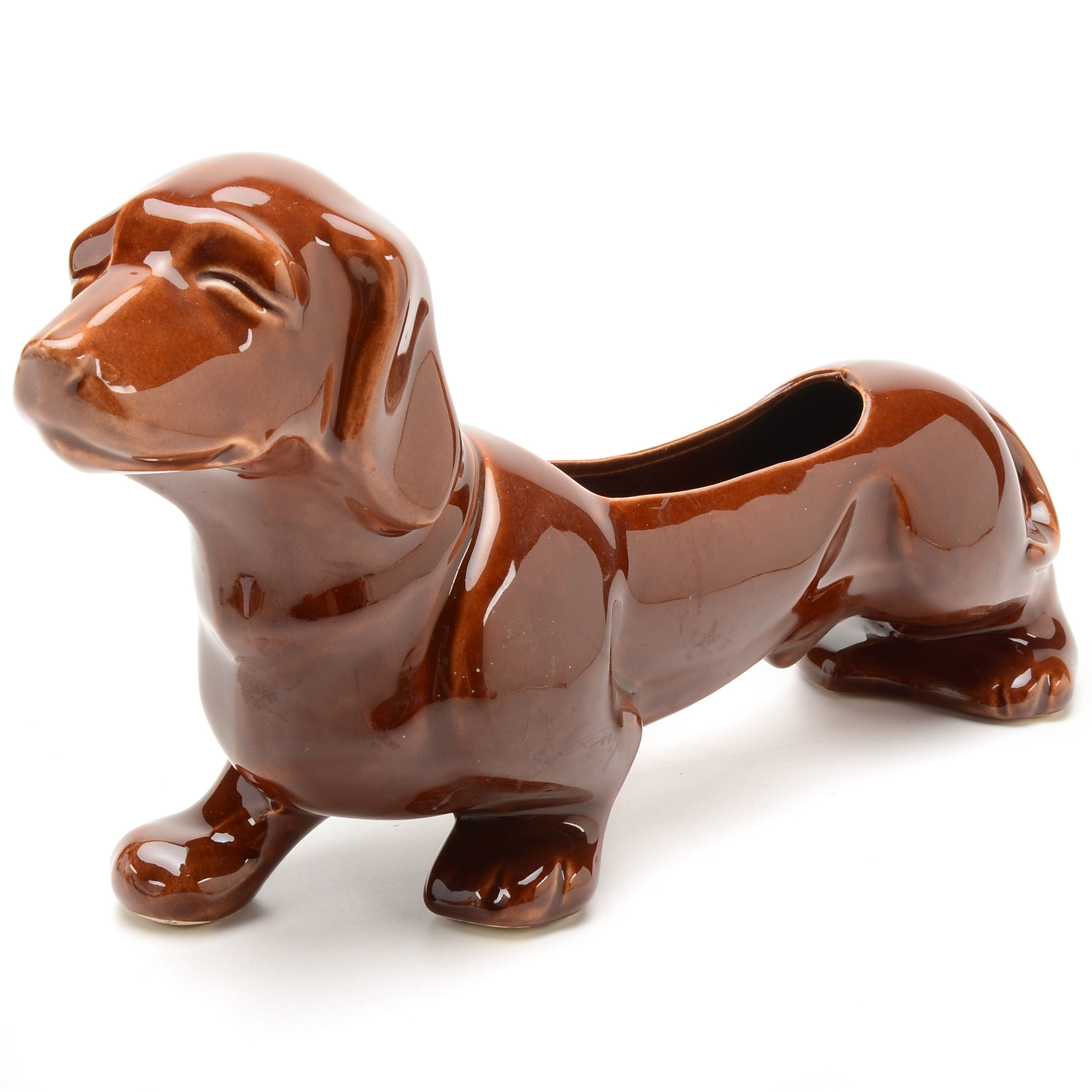 Vintage Dachshund Pottery Planter