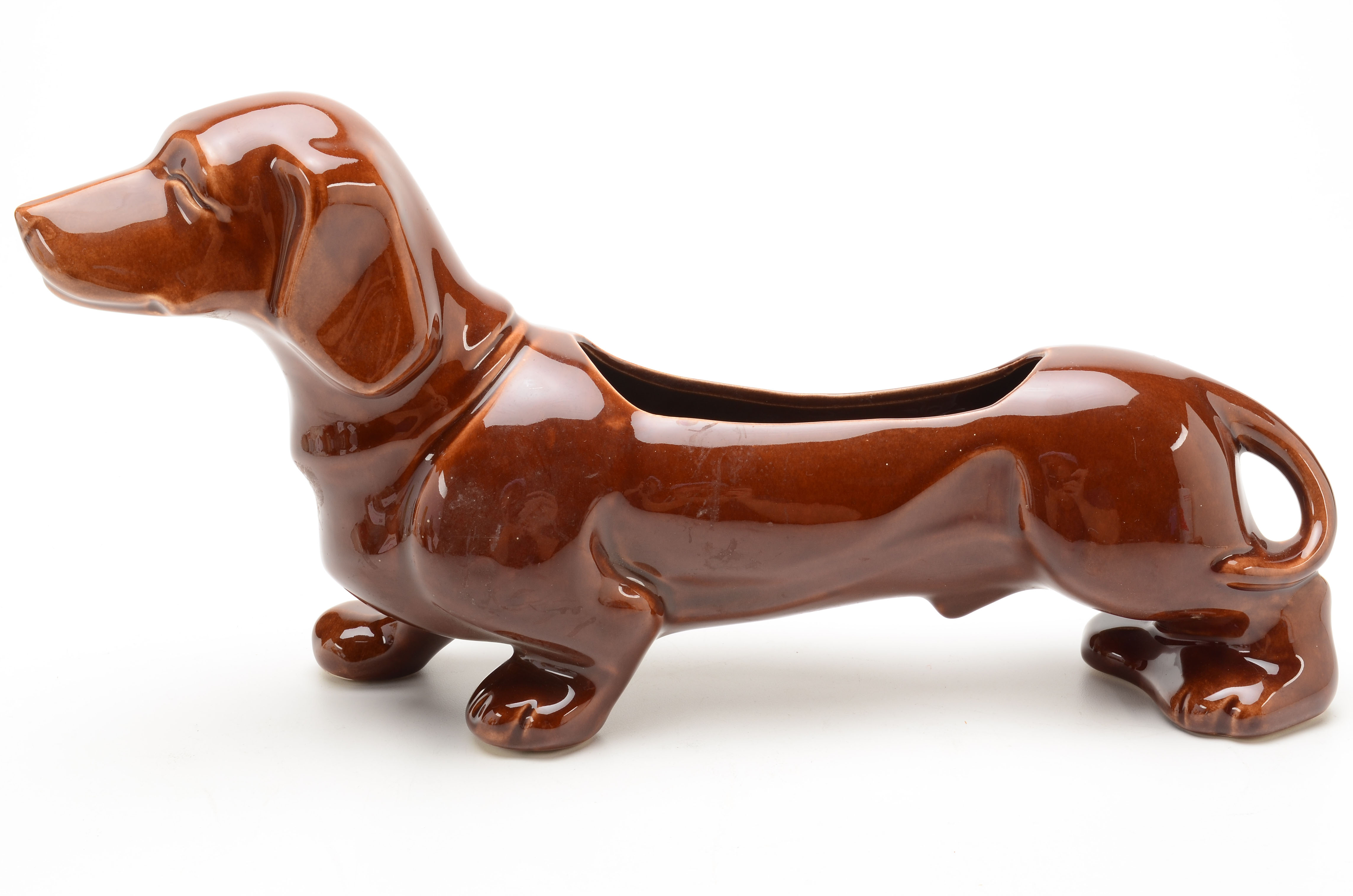 Vintage Dachshund Pottery Planter